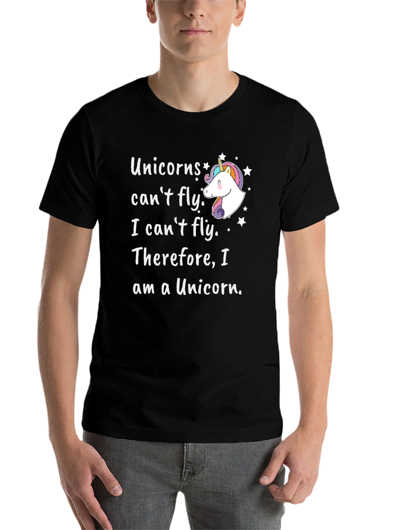 Black Unicorns Can't Fly Graphic T-Shirt view 7
