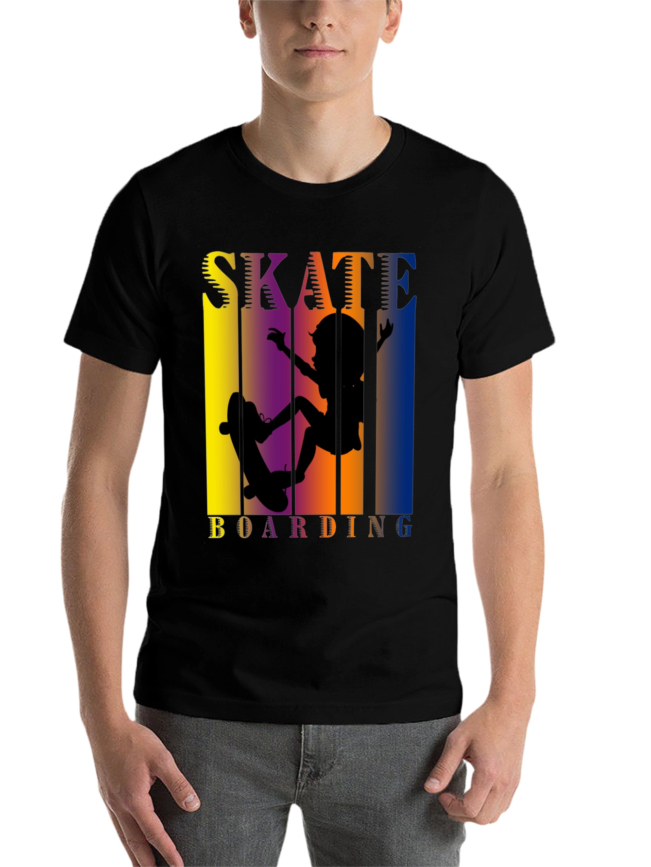 Black Skateboarding Graphic Tee - Cool Skater Design view 7