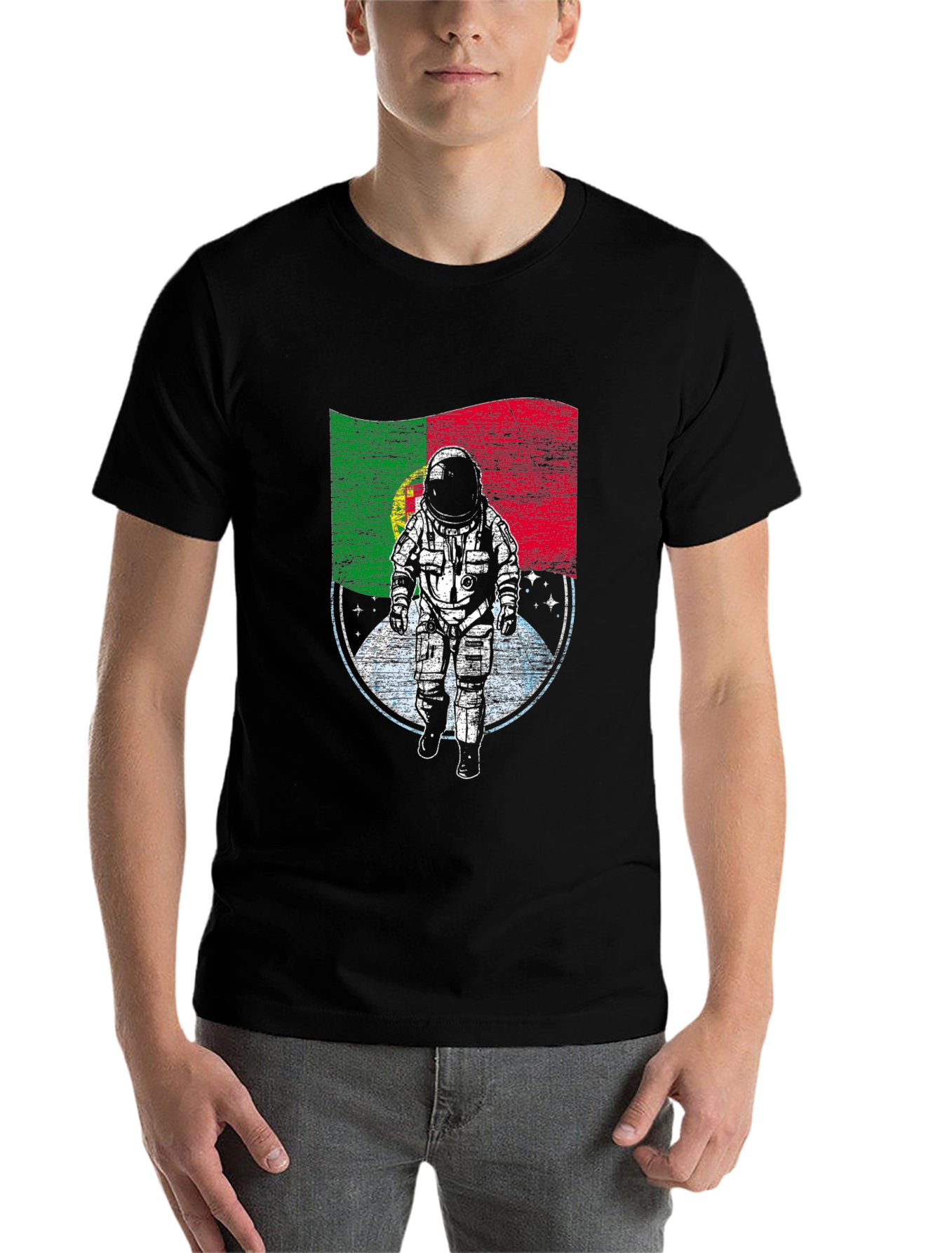 Black Portugal Astronaut T-Shirt - Space Adventure Tee view 7