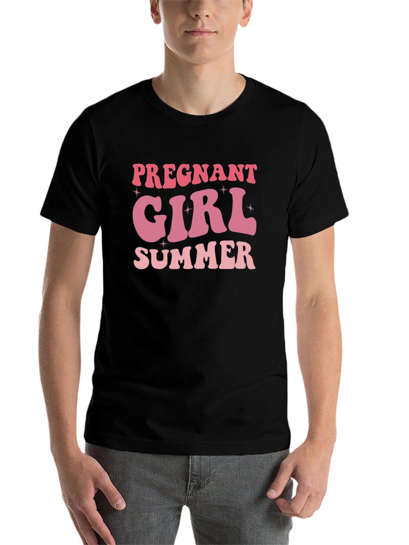 Black Pregnant Girl Summer Black T-Shirt view 7