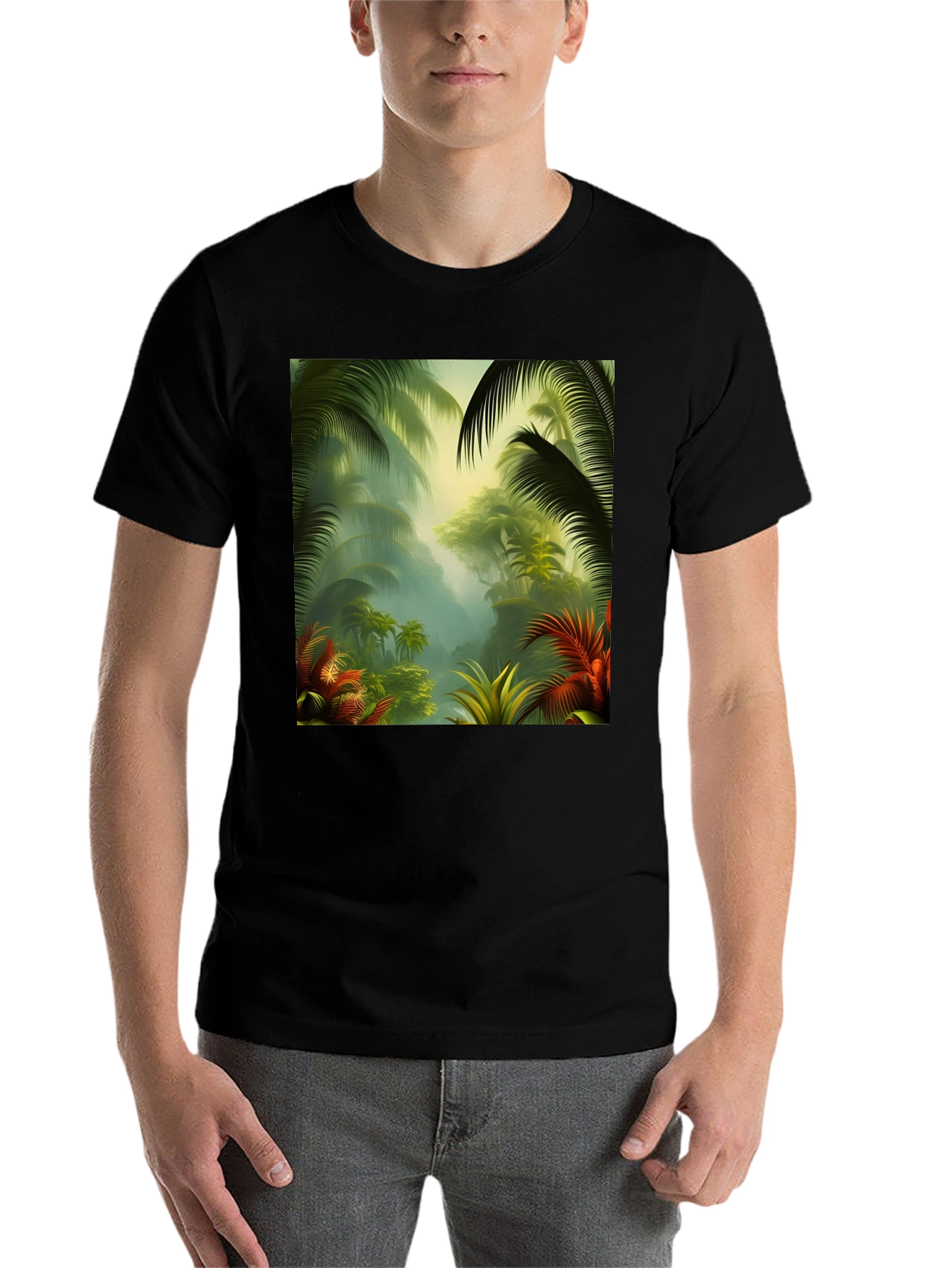 Black Tropical Jungle T-Shirt view 7