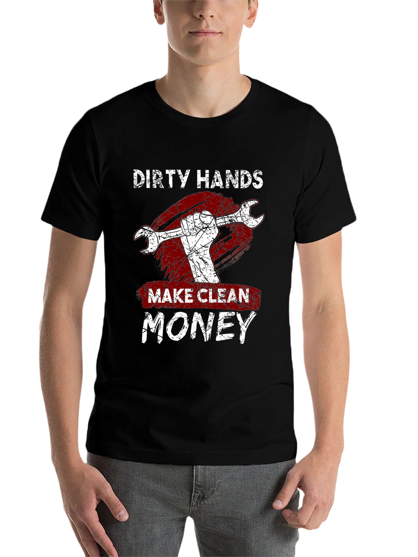 Black Dirty Hands Make Clean Money Graphic Tee view 7