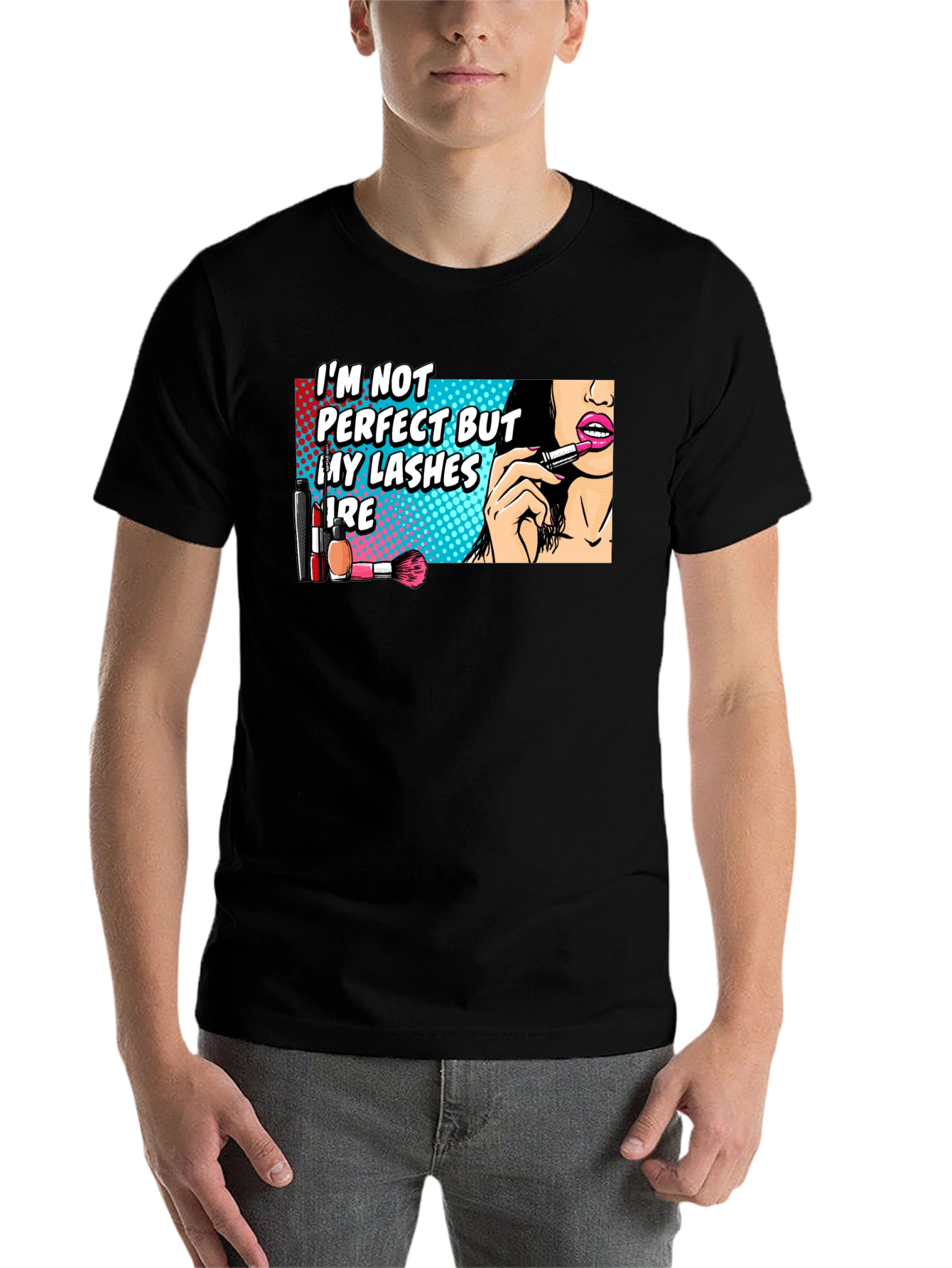 Black Funny Makeup Lover T-Shirt view 7