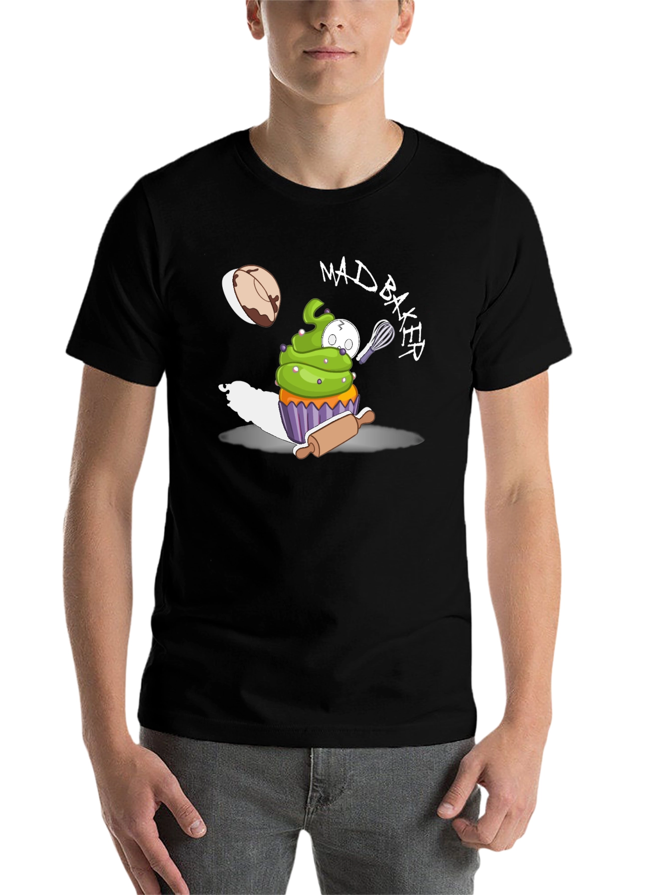 Black Mad Baker Cartoon Graphic T-Shirt view 7