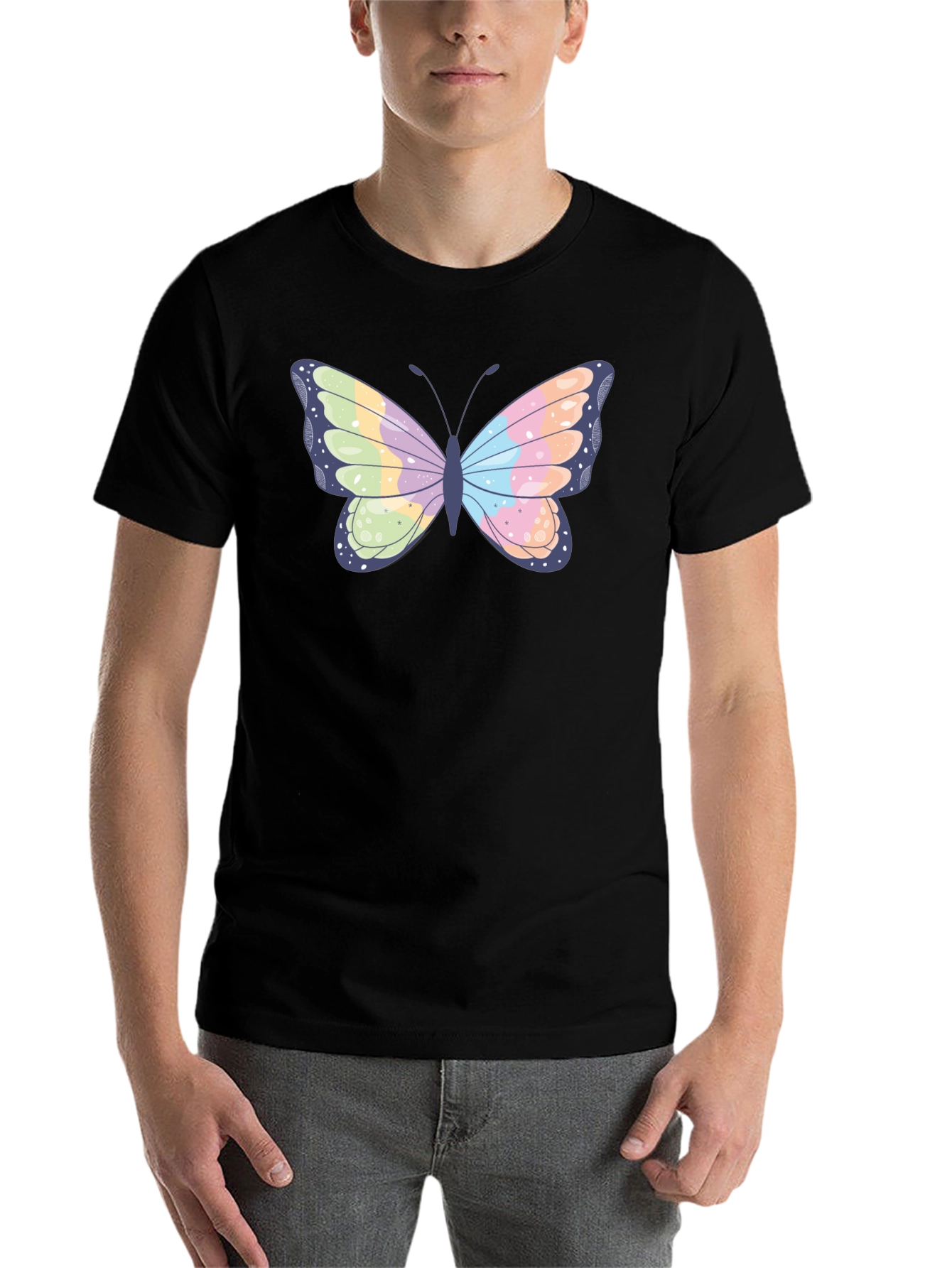 Black Butterfly Graphic Black T-Shirt view 7