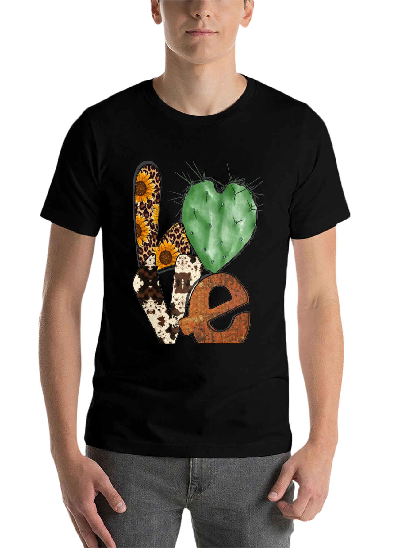 Black LOVE Western Graphic Tee - Cactus Heart view 7