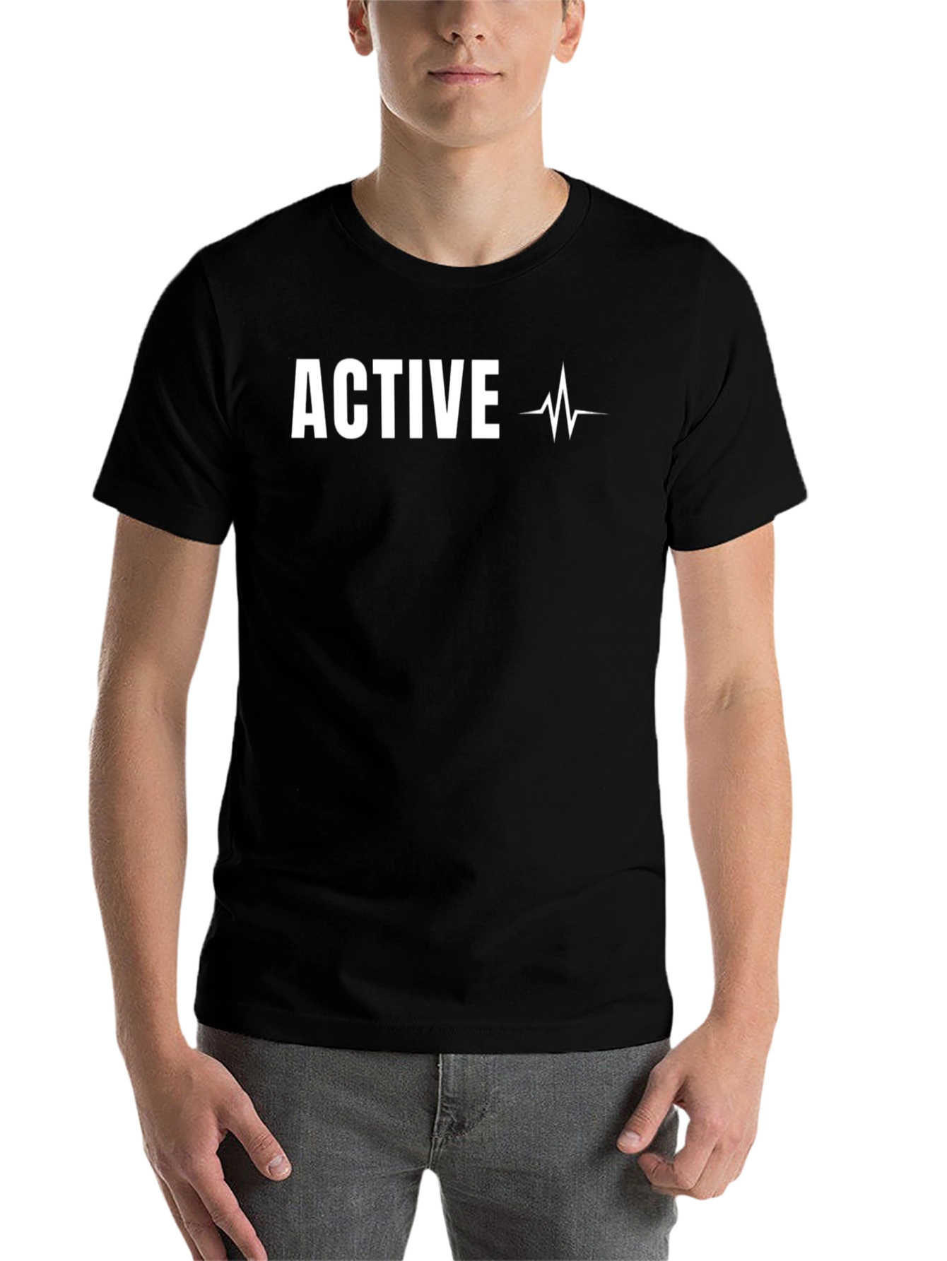 Black Active Heartbeat T-Shirt - Black Graphic Tee view 7
