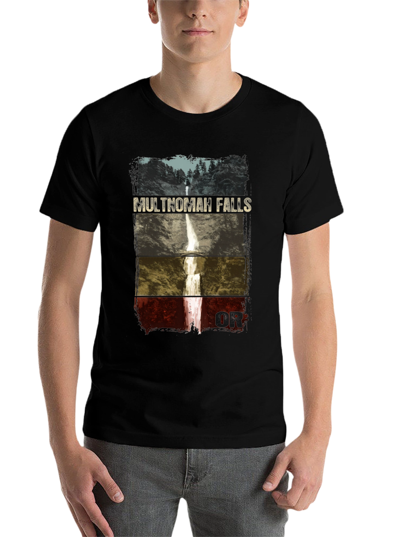 Black Multnomah Falls Graphic T-Shirt view 7