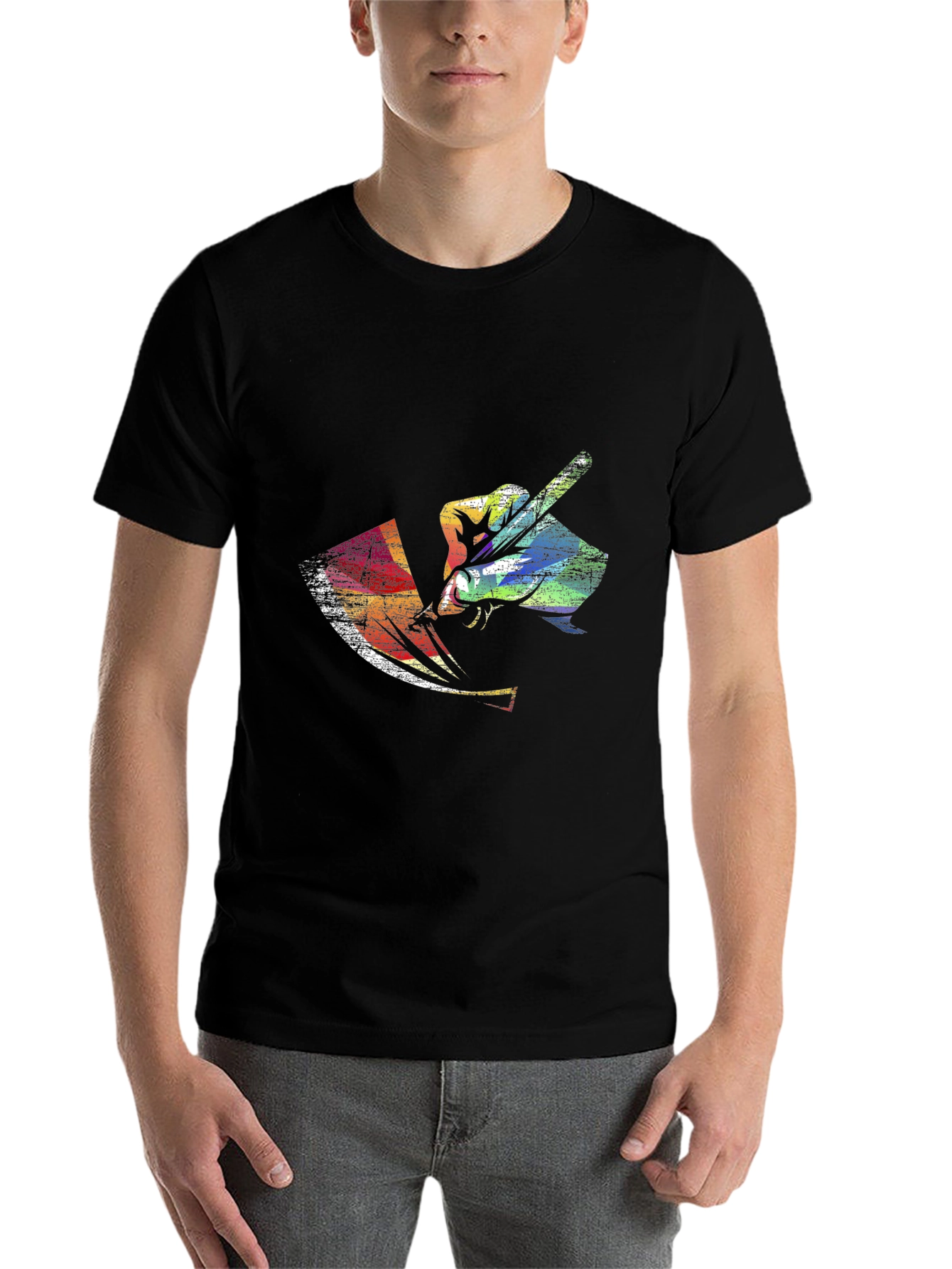 Black Colorful Artist T-Shirt view 7