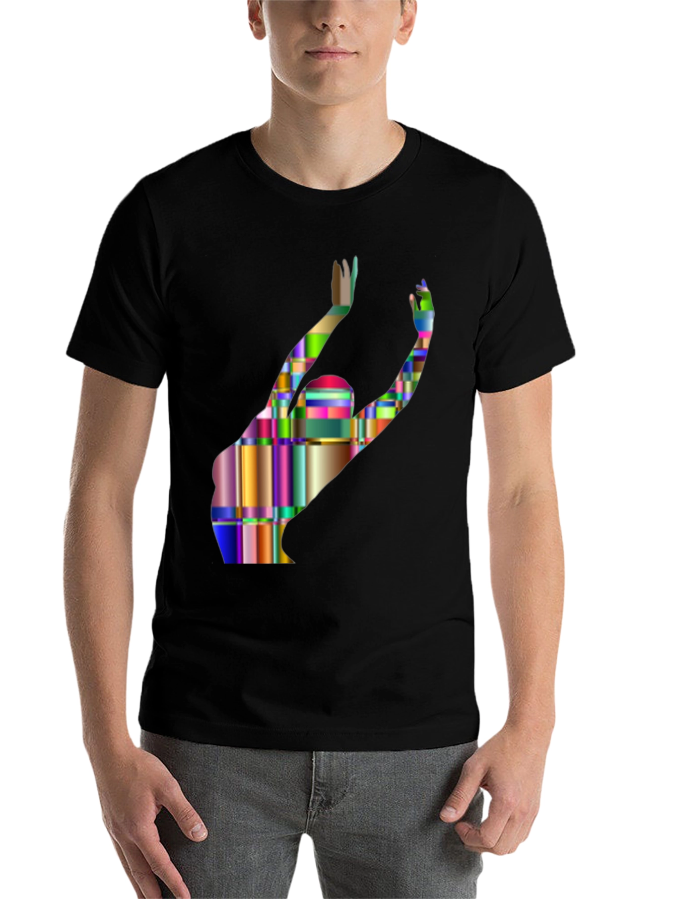Black Abstract Geometric Silhouette T-Shirt view 7