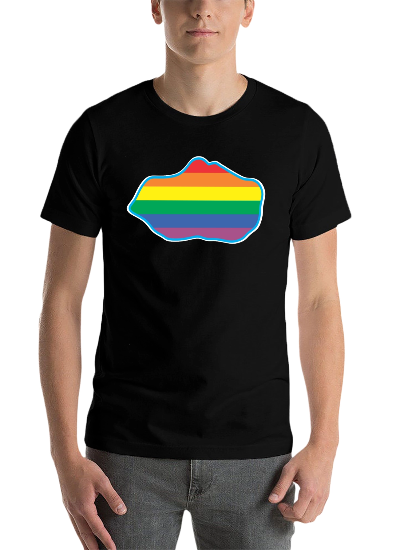 Black Pride Rainbow Cloud T-Shirt - Black Crew Neck view 7