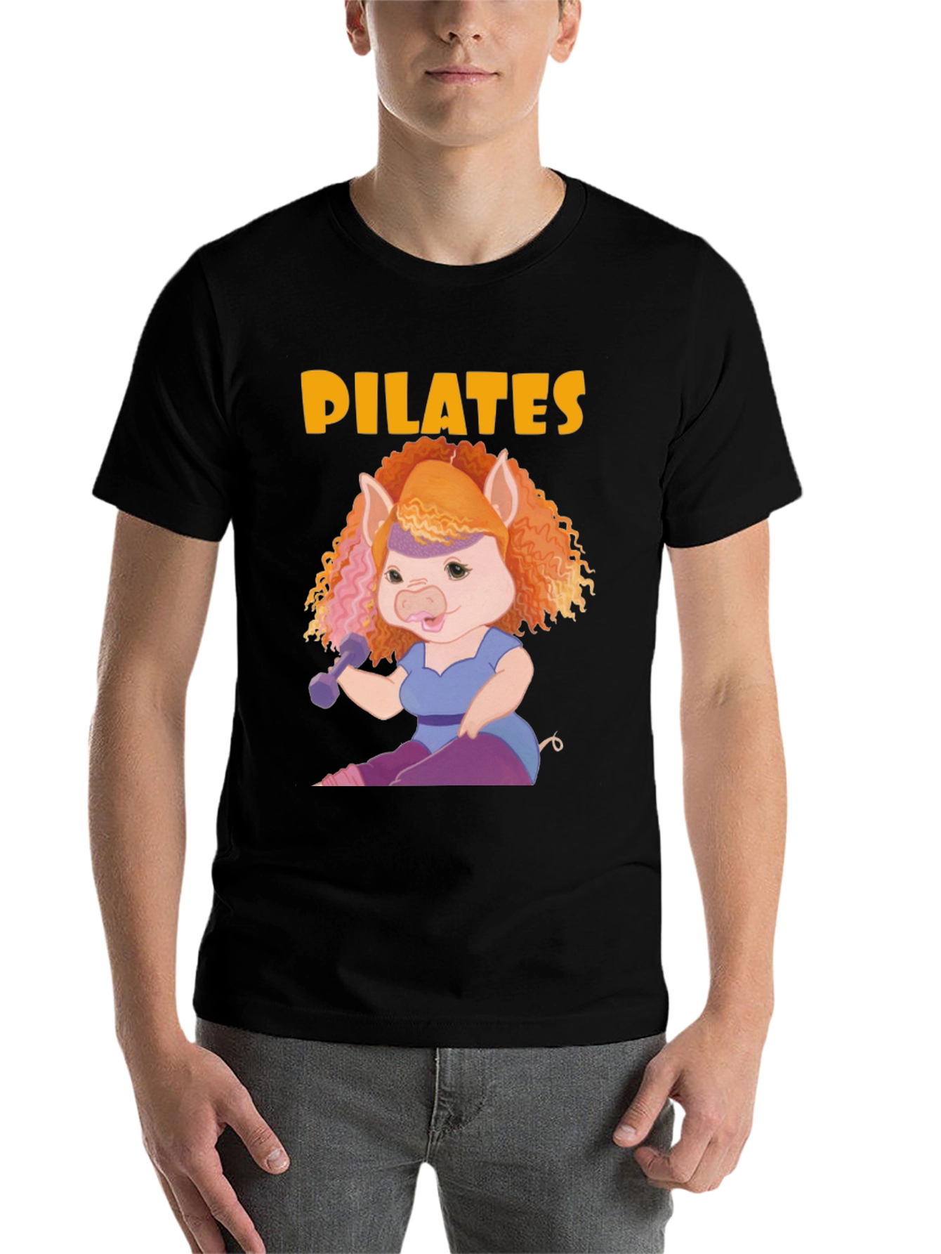 Black Pilates Pig T-Shirt view 7