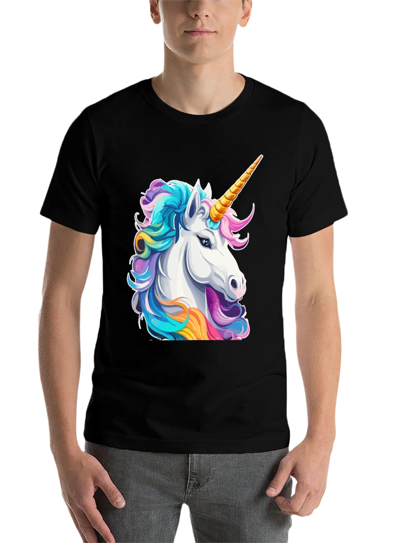 Black Unicorn Graphic Tee - Black Cotton T-Shirt view 7