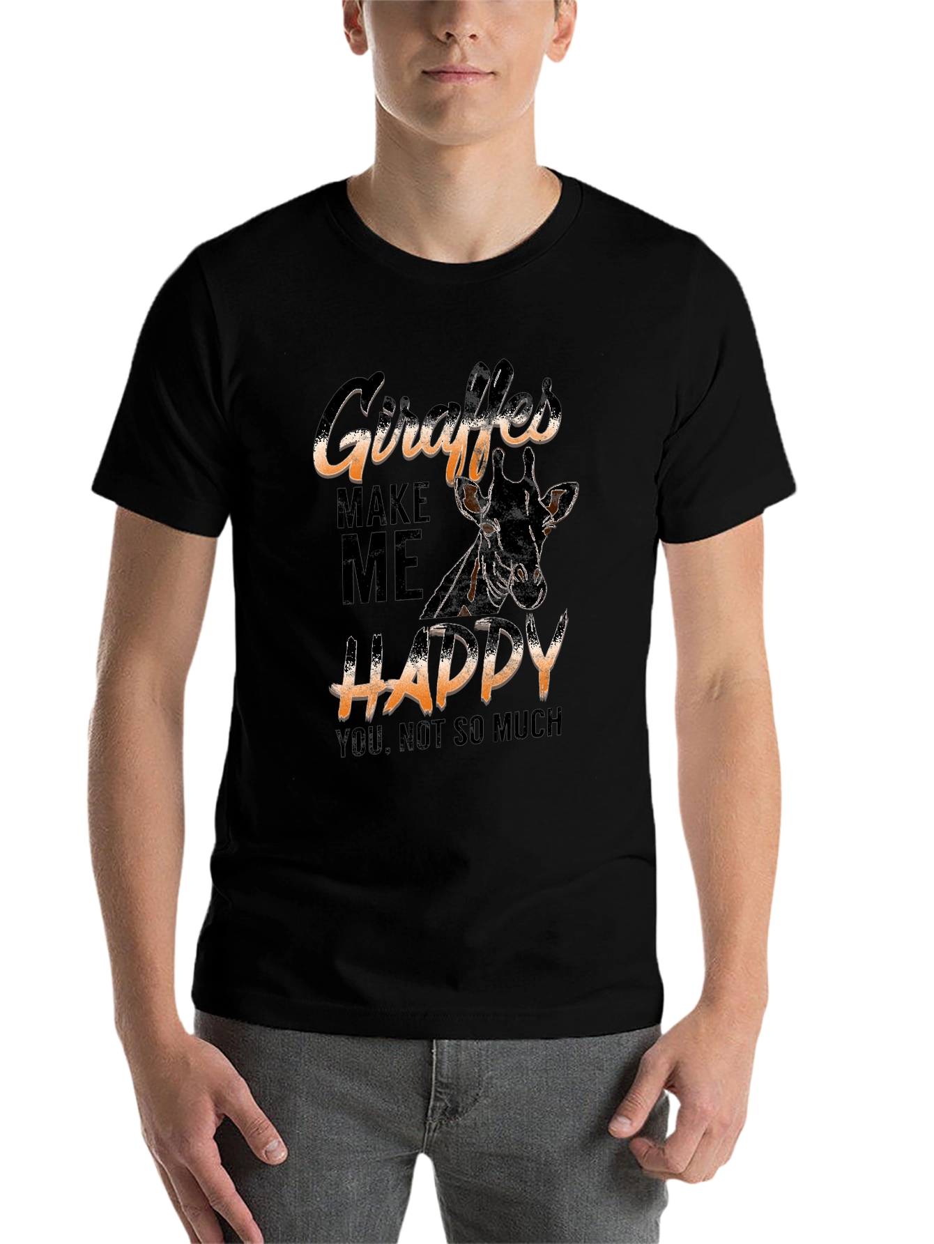 Black Giraffe Lover T-Shirt - "Giraffes Make Me Happy" view 7