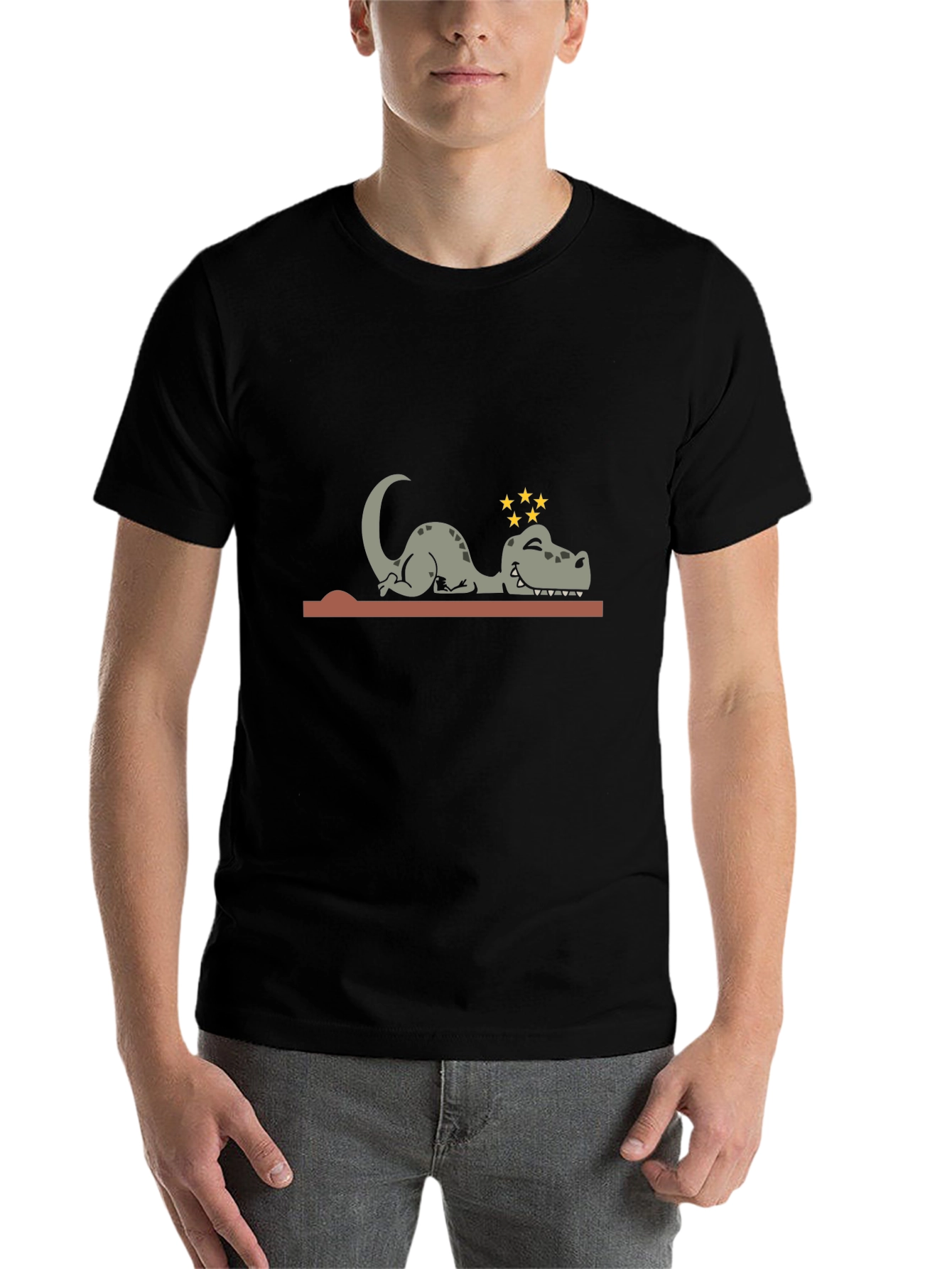 Black Knocked Out Dino Tee - Hilarious Cartoon T-Shirt view 7