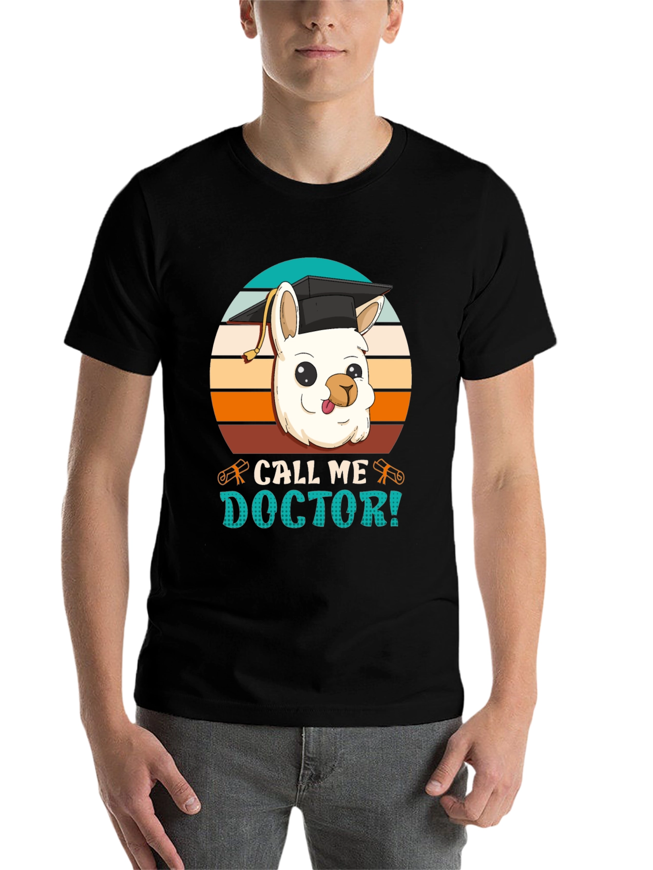 Black Doctor Llama Graphic T-Shirt view 7