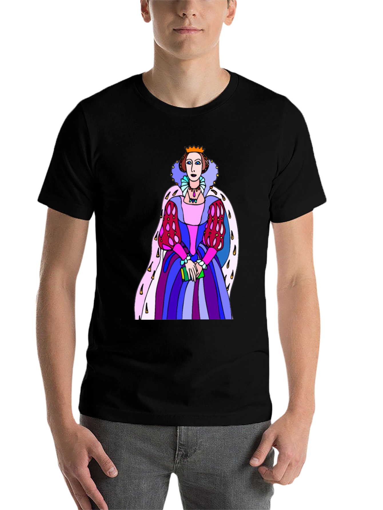 Black Queen Elizabeth Graphic T-Shirt - Novelty Tee view 7