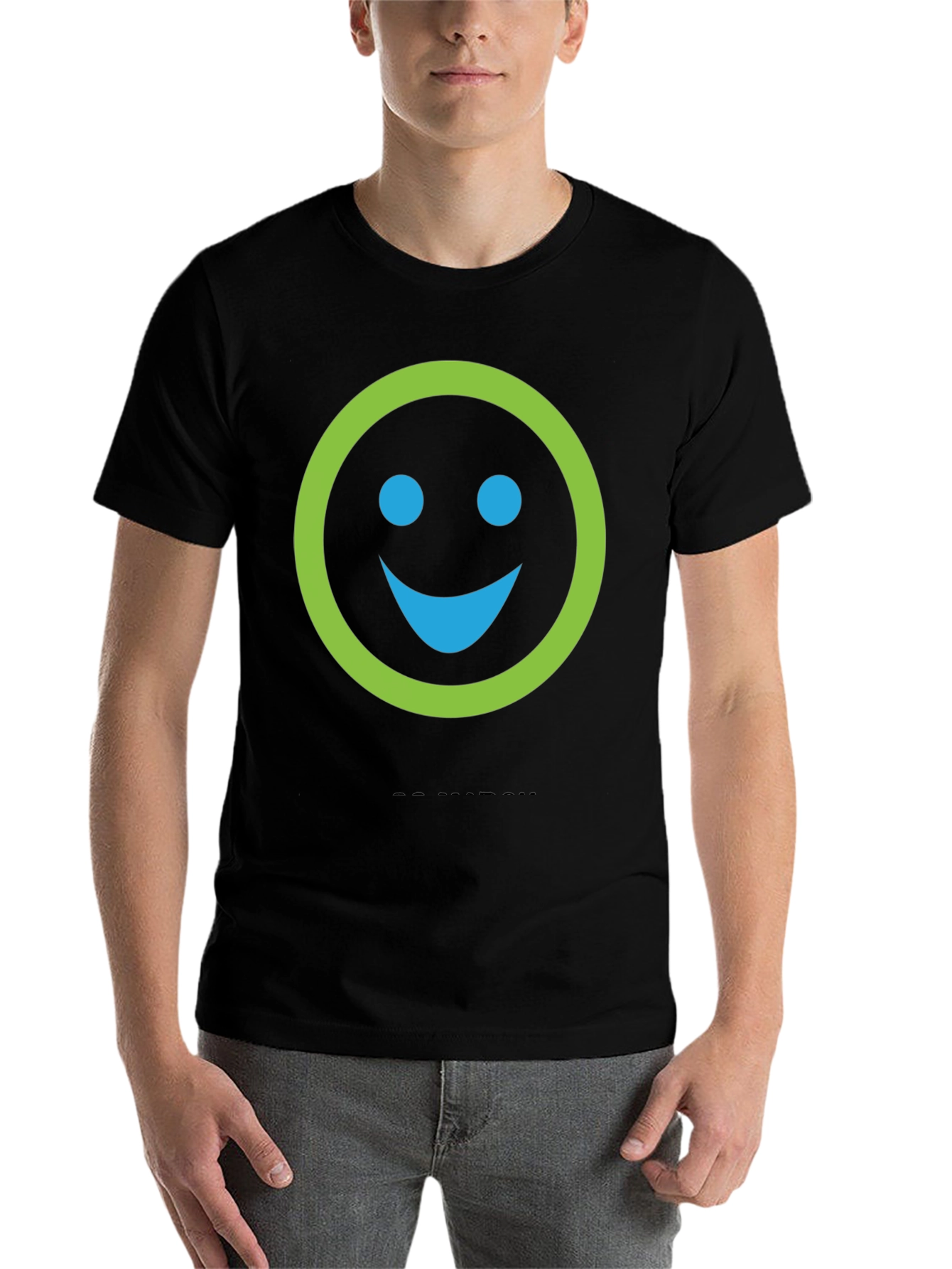 Black Smiley Face Graphic Print Crew Neck T-Shirt view 7
