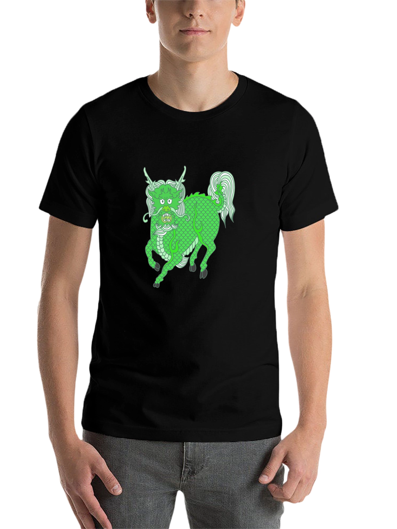 Black Green Dragon Graphic Tee - Stylish & Unique! view 7