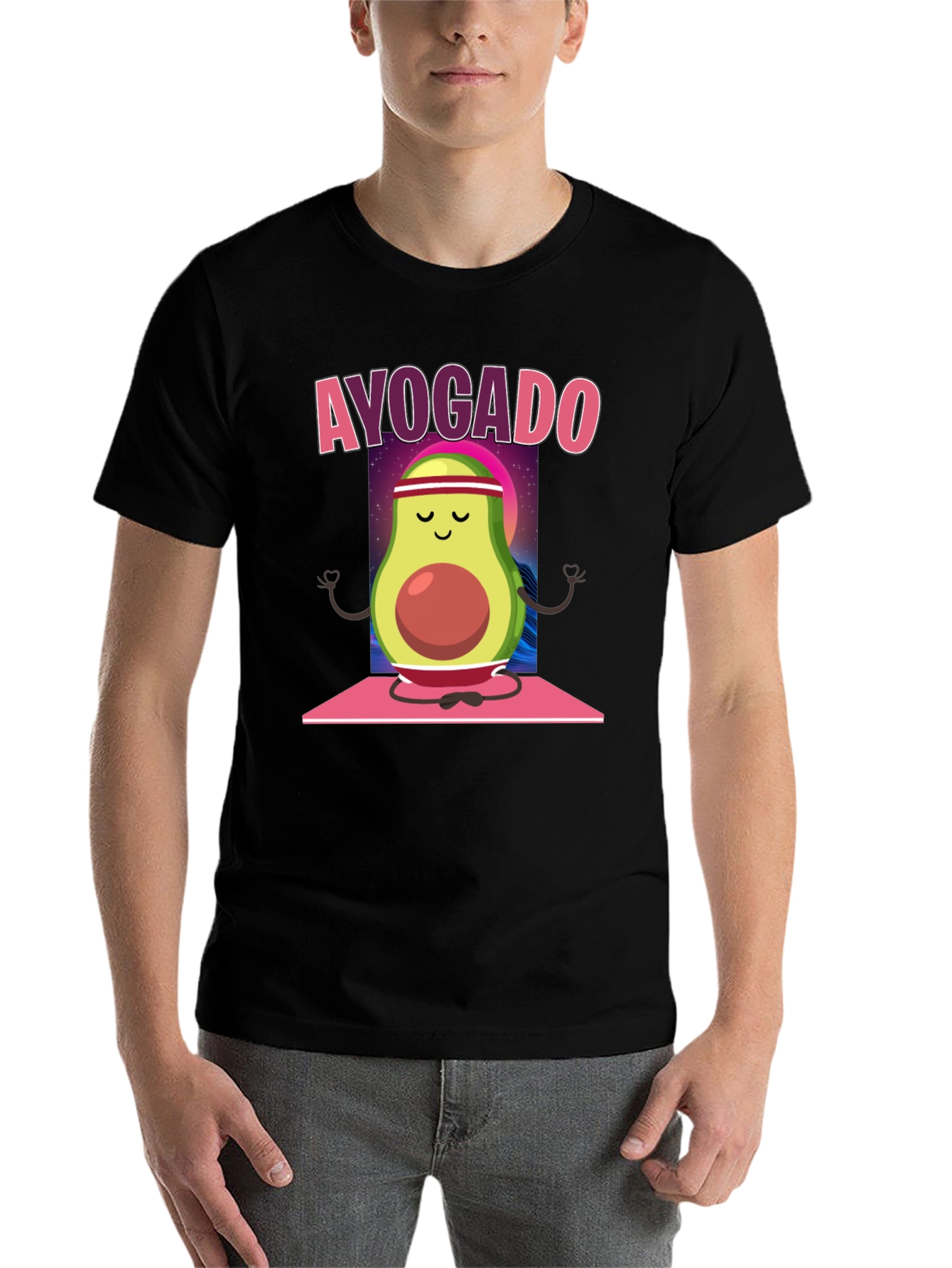 Black Ayogado Avocado Yoga T-Shirt view 7
