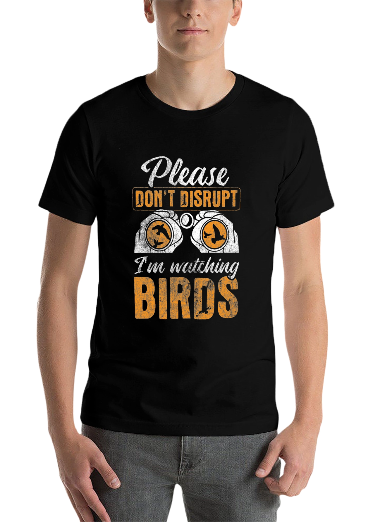 Black Bird Watching Graphic Tee - Do Not Disturb Birdwatcher T-Shirt view 7