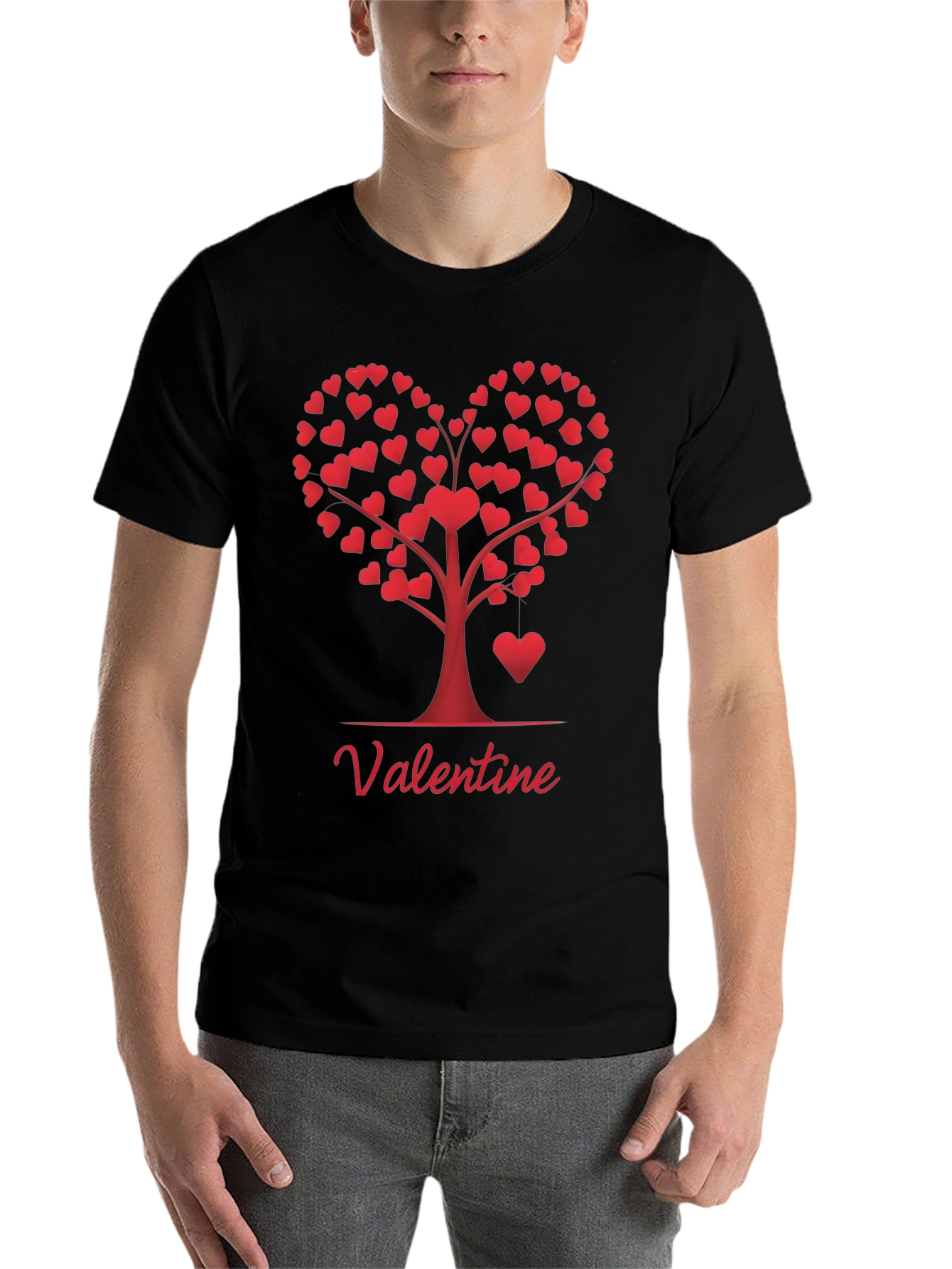 Black Valentine Heart Tree Graphic Tee view 7