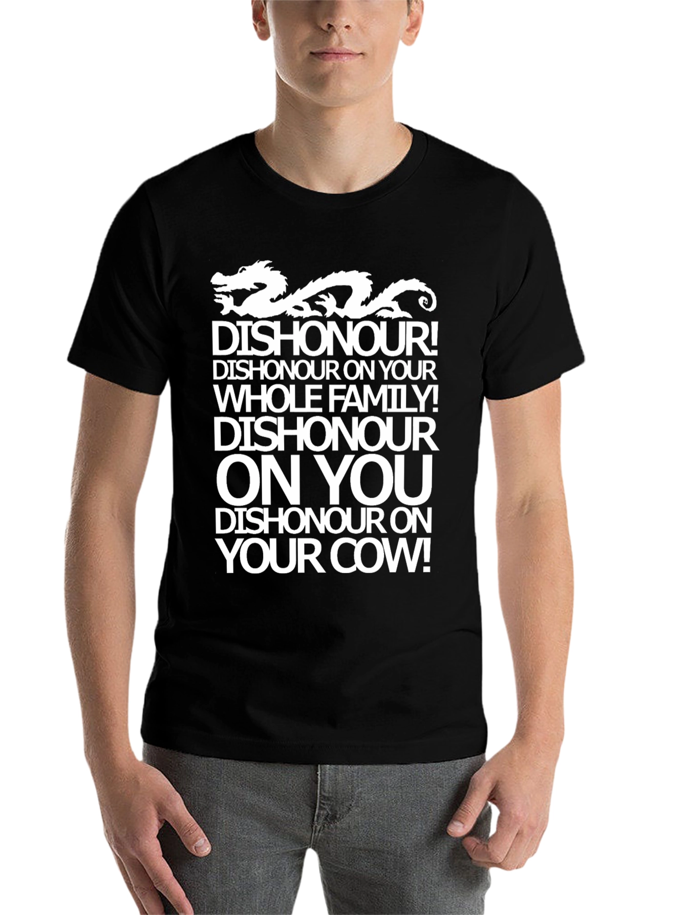 Black Dishonour Dragon Graphic T-Shirt - Funny Novelty Tee view 7