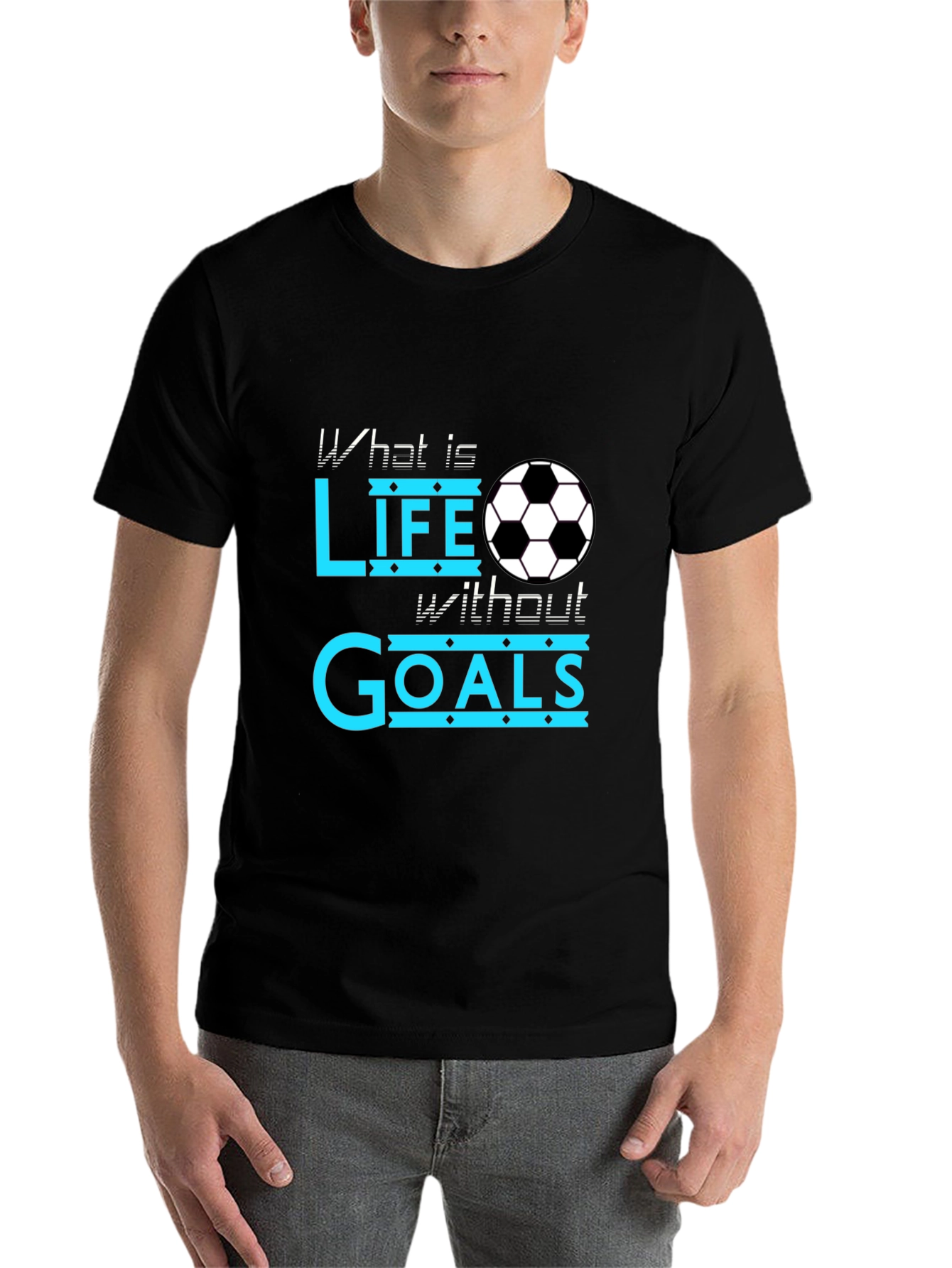 Black Soccer Life Goals Black T-Shirt view 7