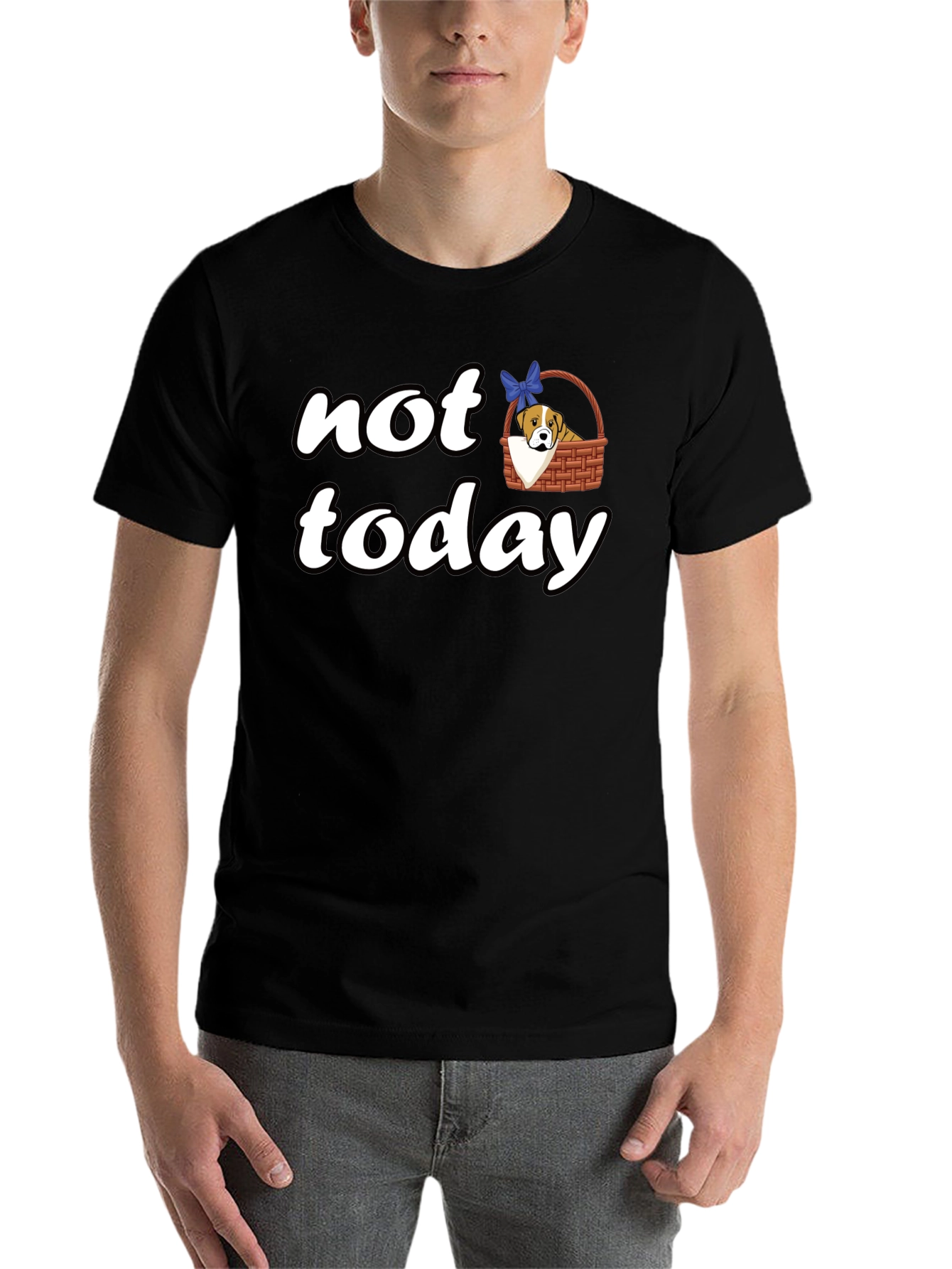 Black Not Today Dog in Basket T-Shirt view 7