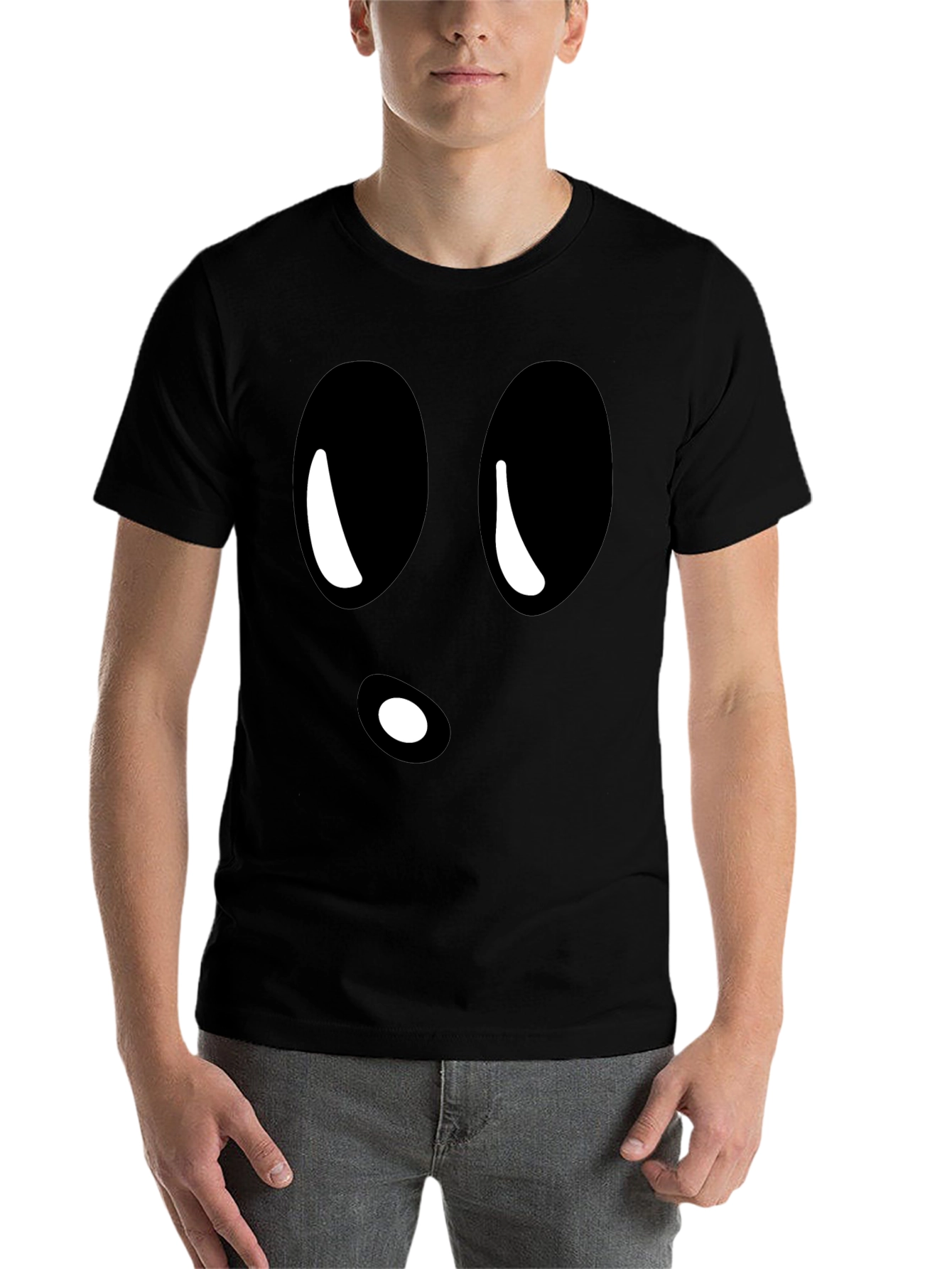 Black Funny Ghost Face Black T-Shirt view 7