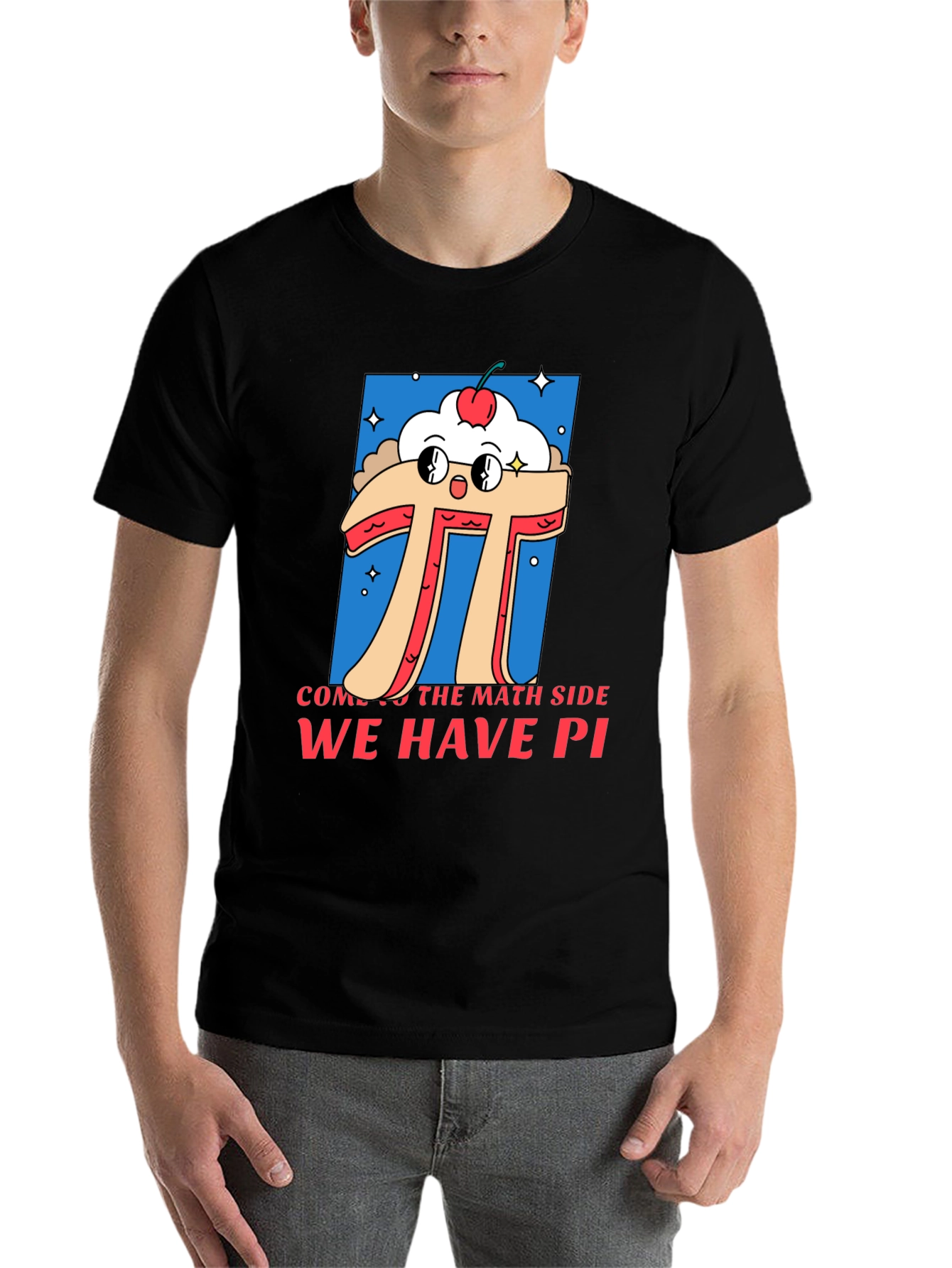 Black Math Humor T-Shirt - "Come to the Math Side, We Have Pi" view 7