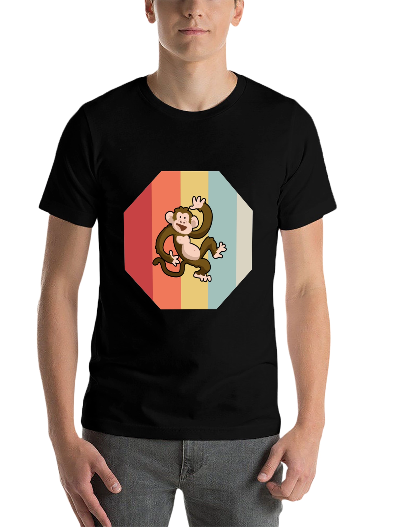 Black Retro Monkey Graphic Tee - Fun & Stylish view 7