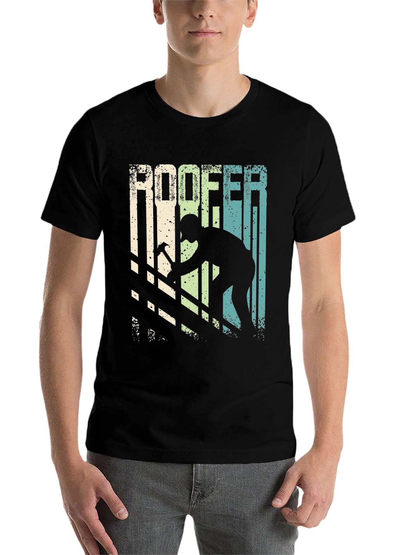 Black Roofer T-Shirt Vintage Design view 7