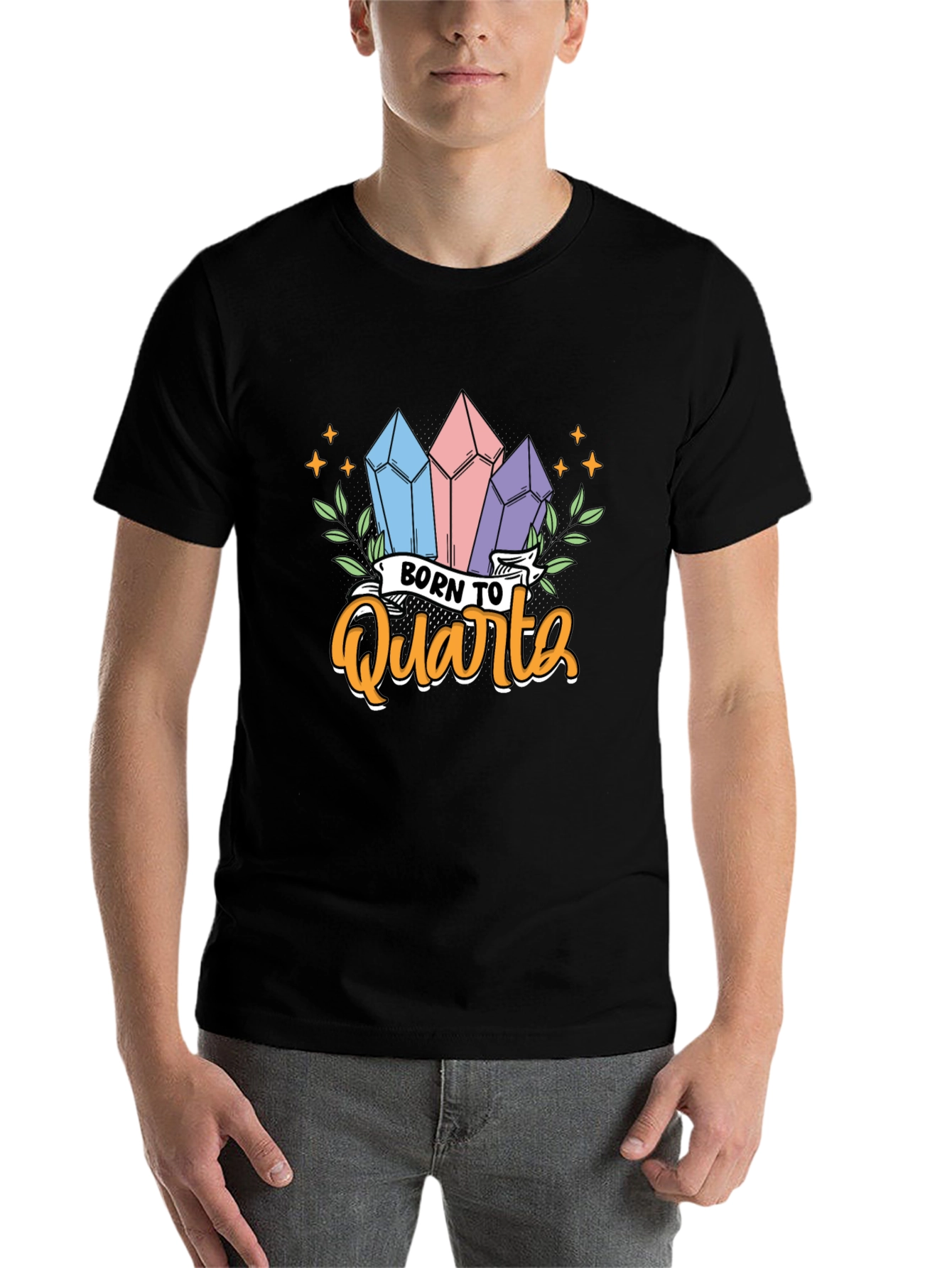 Black Born To Quartz T-Shirt Crystal Gem Lover view 7