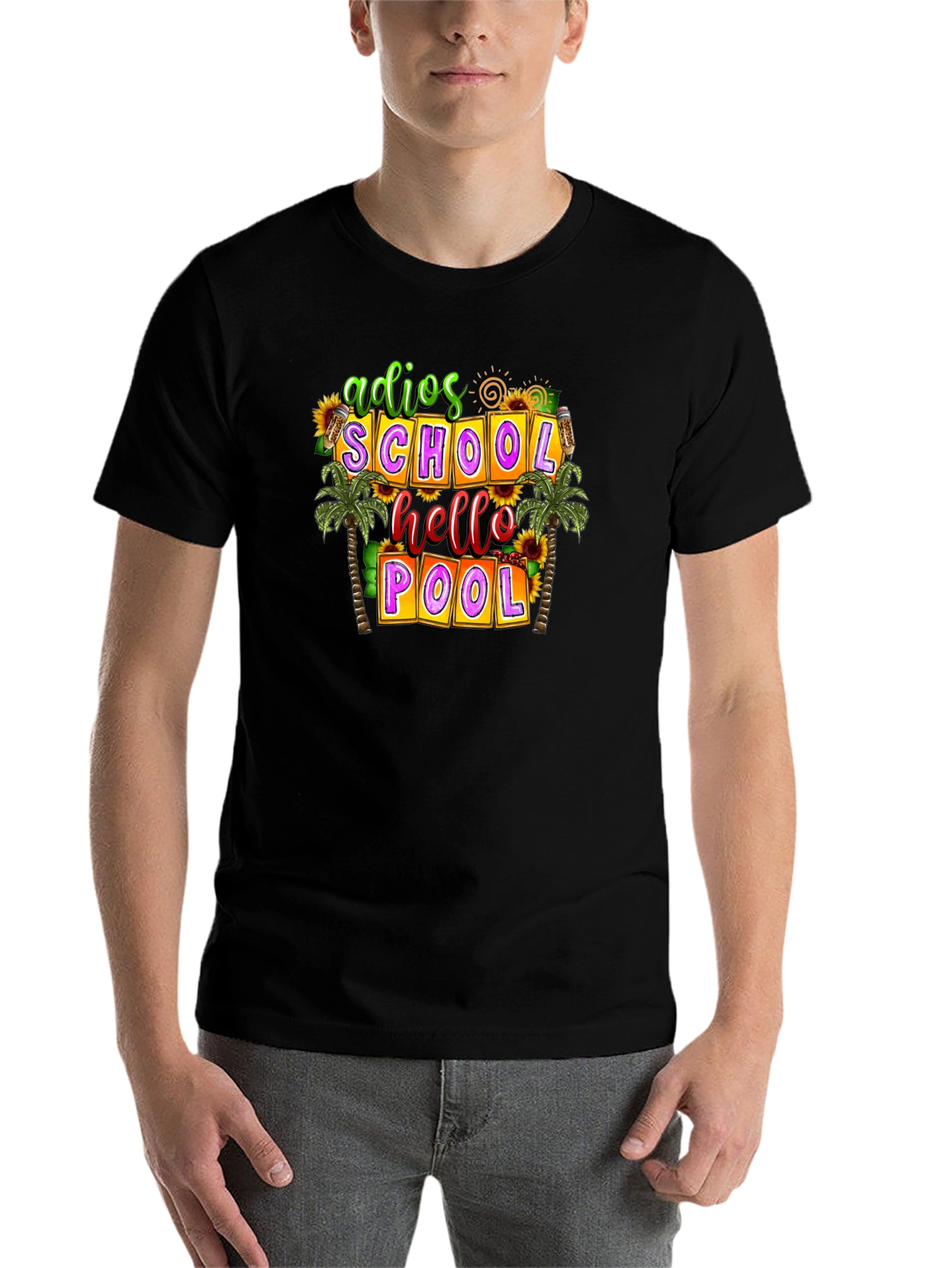 Black Adios School Hello Pool T-Shirt view 7