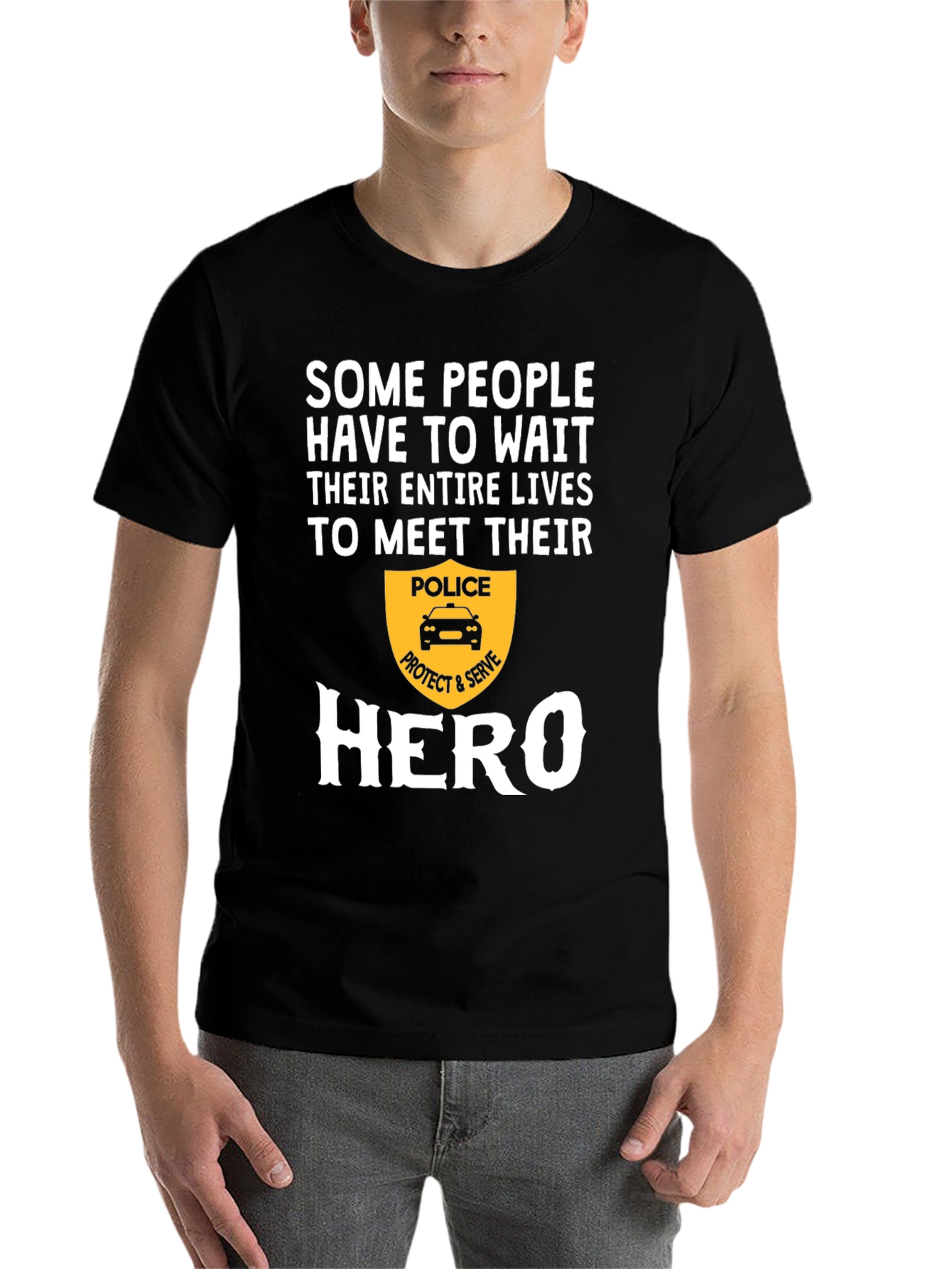 Black Police Hero Graphic T-Shirt - Protect & Serve view 7