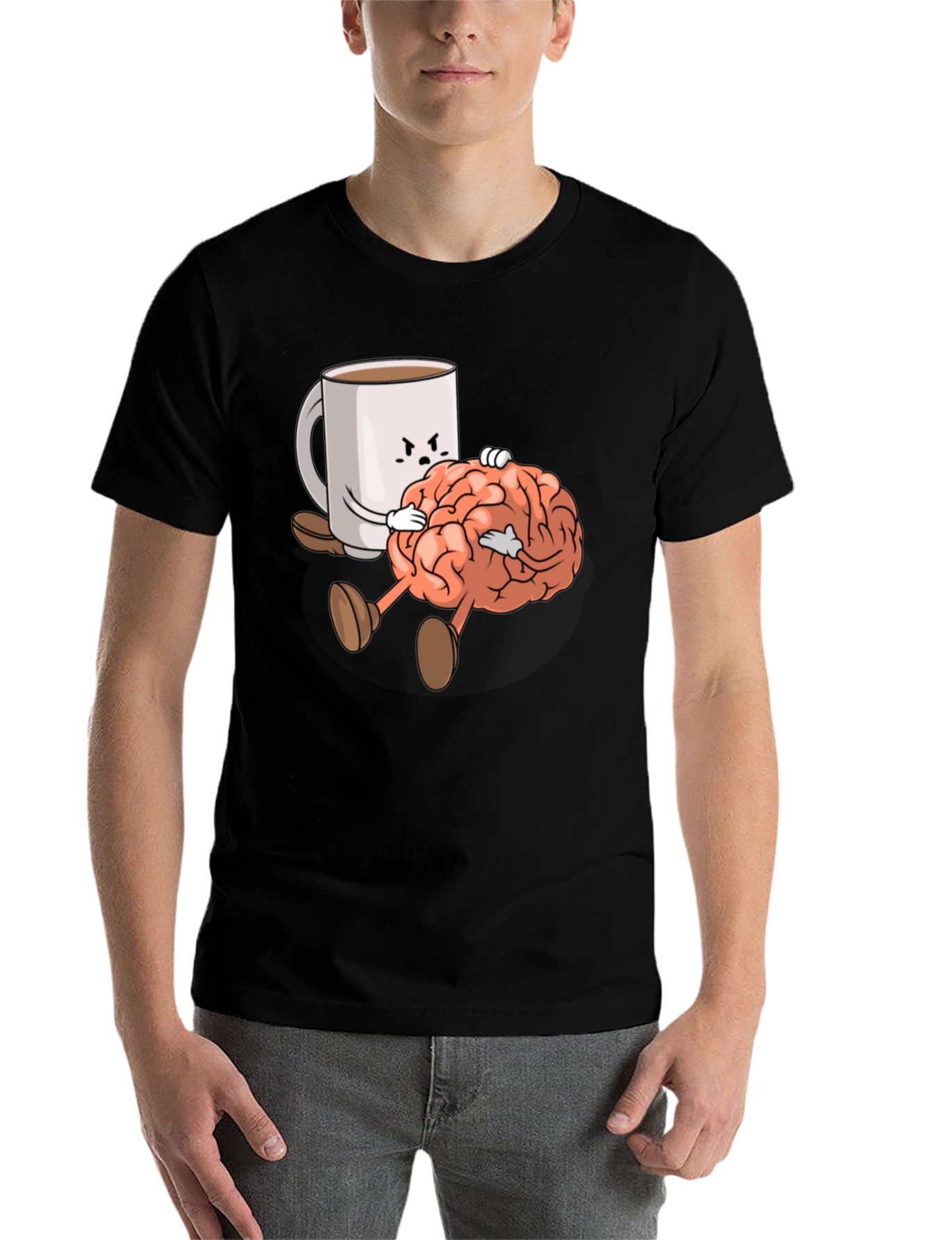 Black Coffee & Brains Graphic T-Shirt - Black Crew Neck Tee view 7