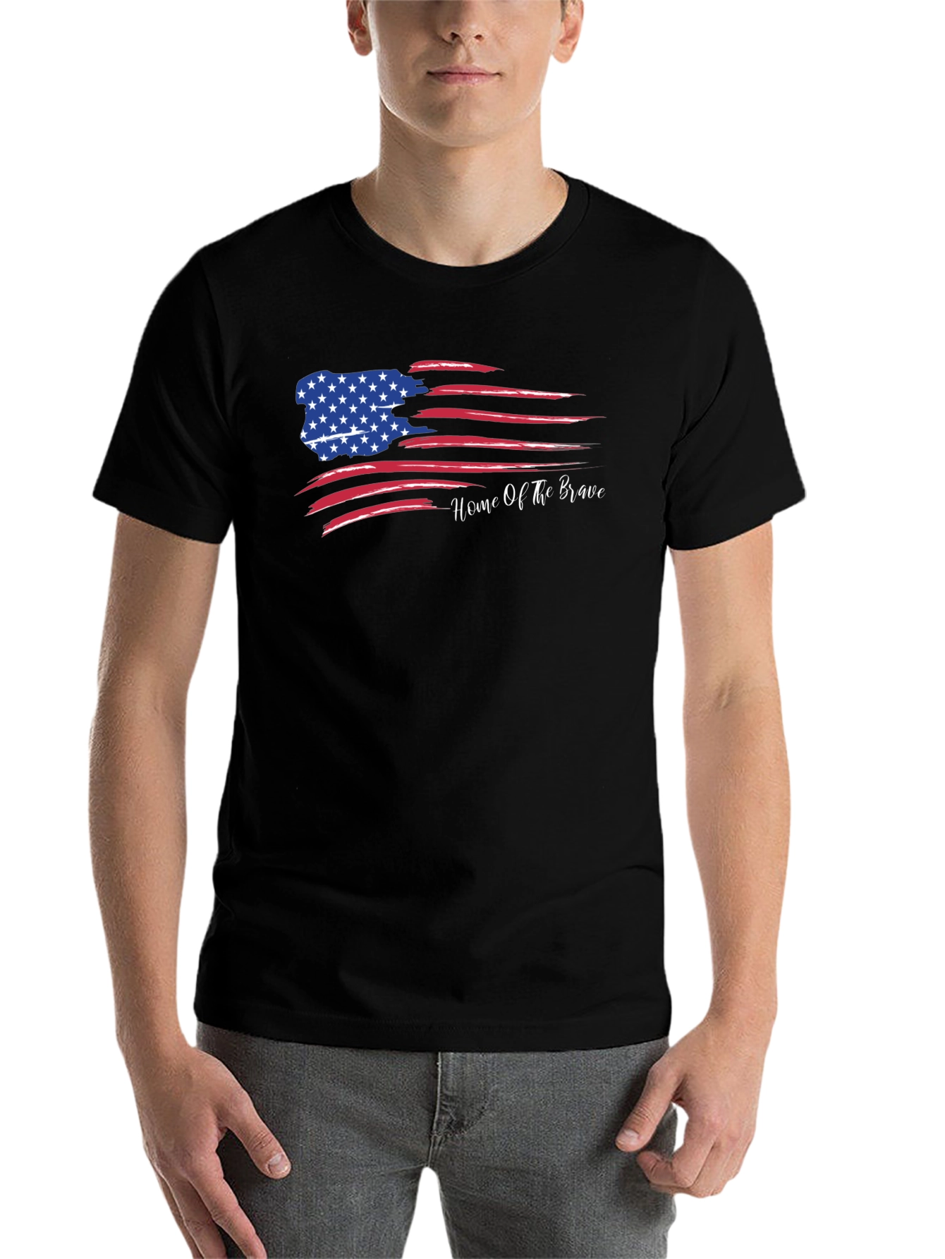 Black Home of the Brave Graphic Tee - Patriotic T-Shirt view 7