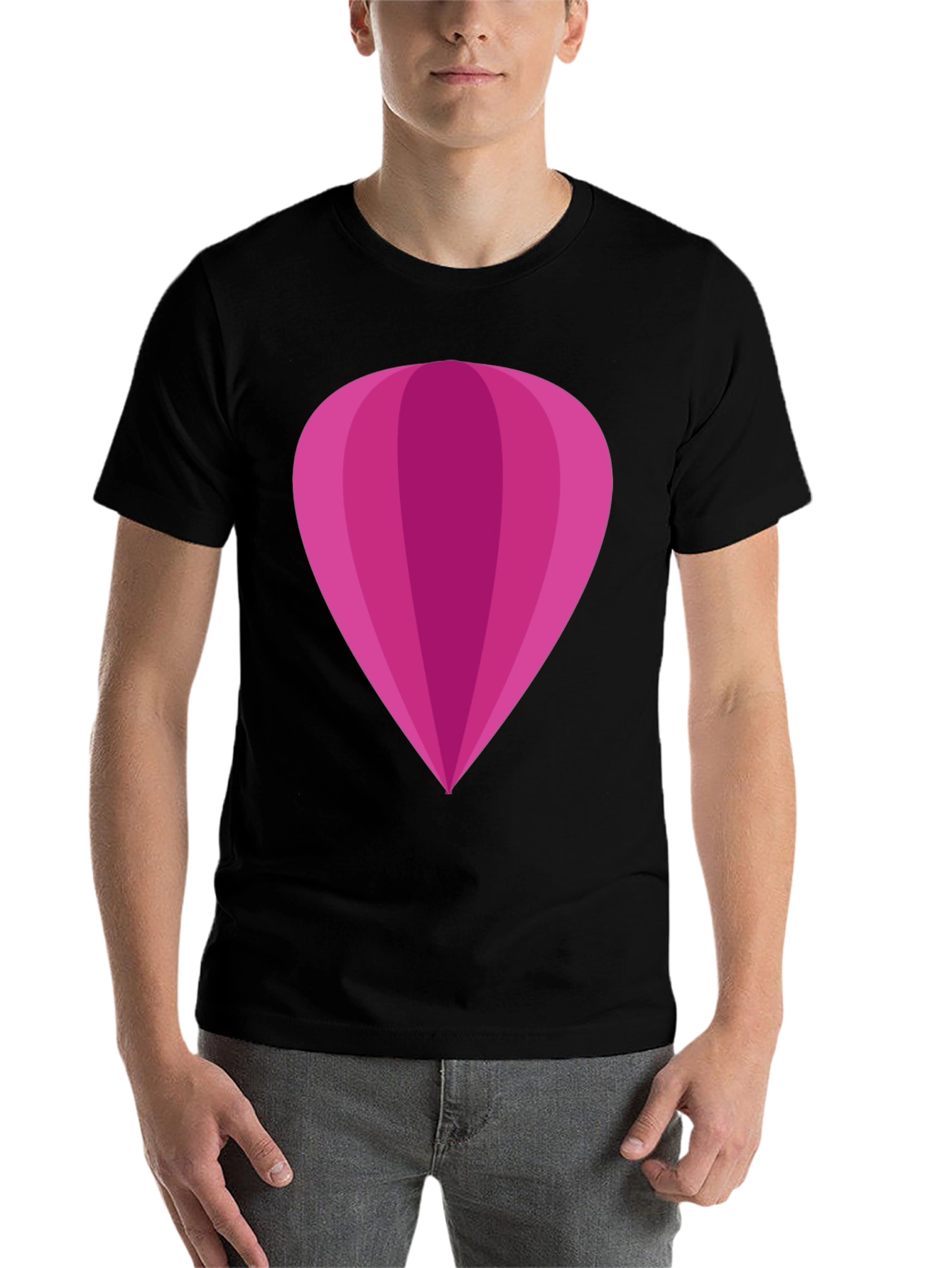 Black Magenta Hot Air Balloon Graphic Tee - Stylish Unisex T-Shirt view 7