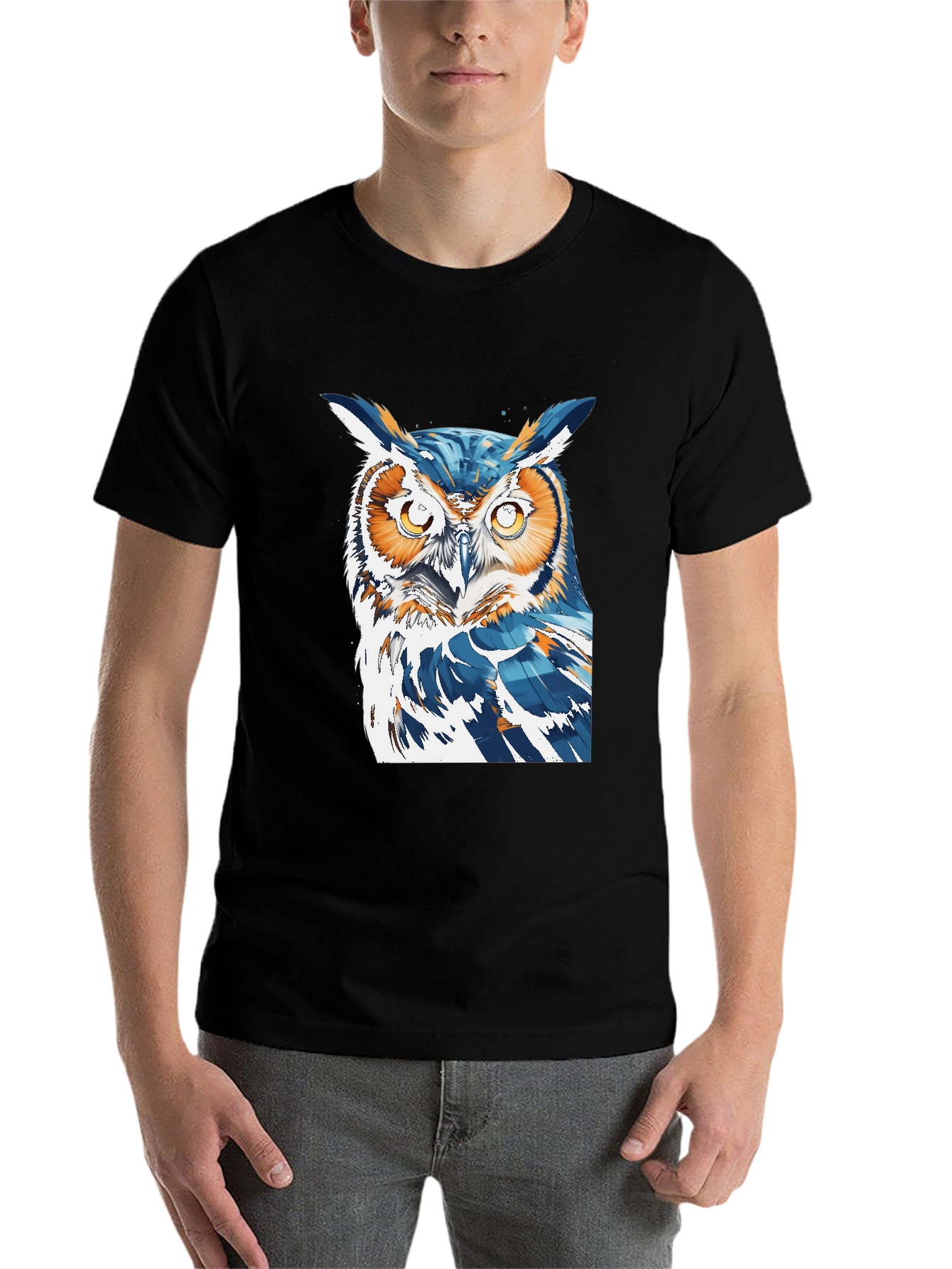 Black Cool Owl Graphic Tee - Black T-Shirt view 7