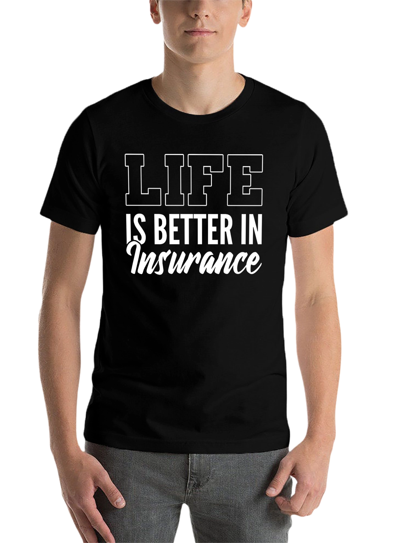 Black Life is Better in Insurance T-Shirt - Black view 7