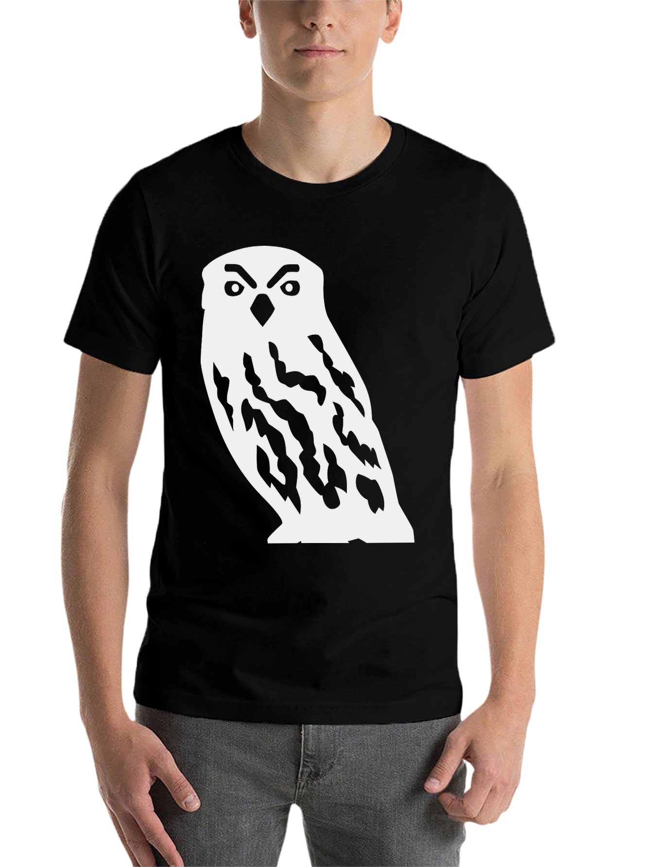 Black Owl Graphic Black T-Shirt view 7