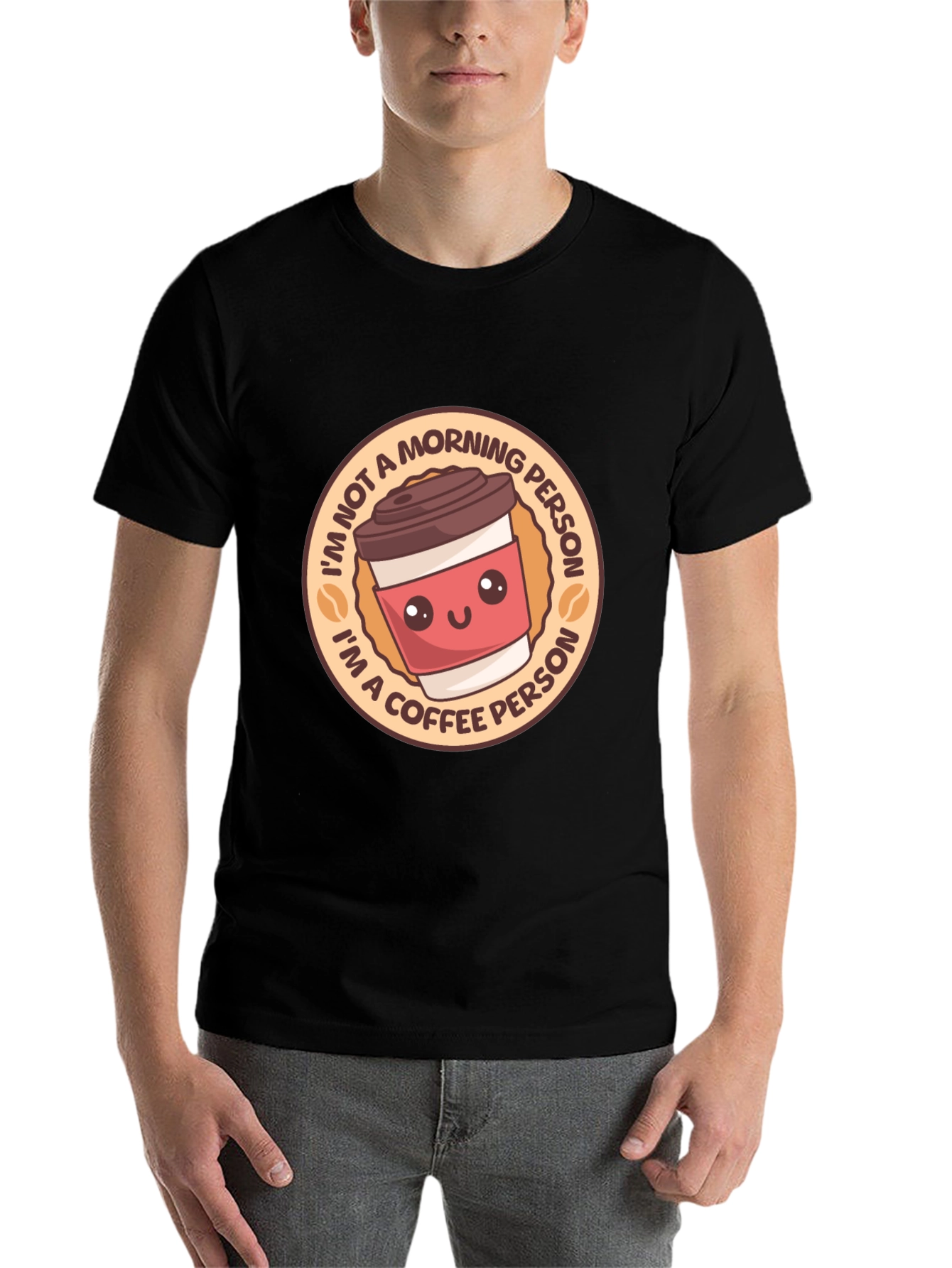 Black Coffee Person T-Shirt - Funny Morning Tee view 7