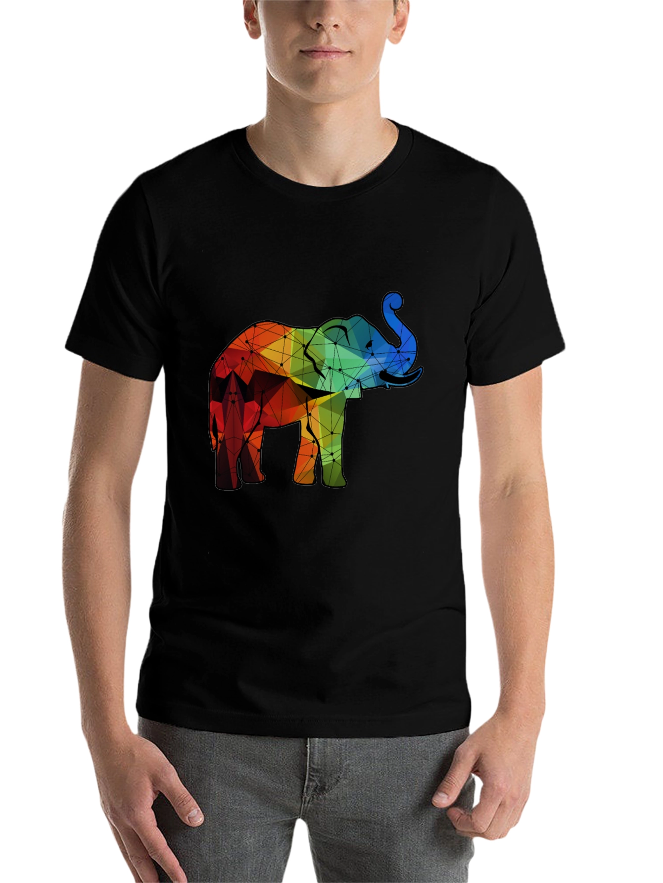 Black Geometric Elephant Graphic Tee view 7