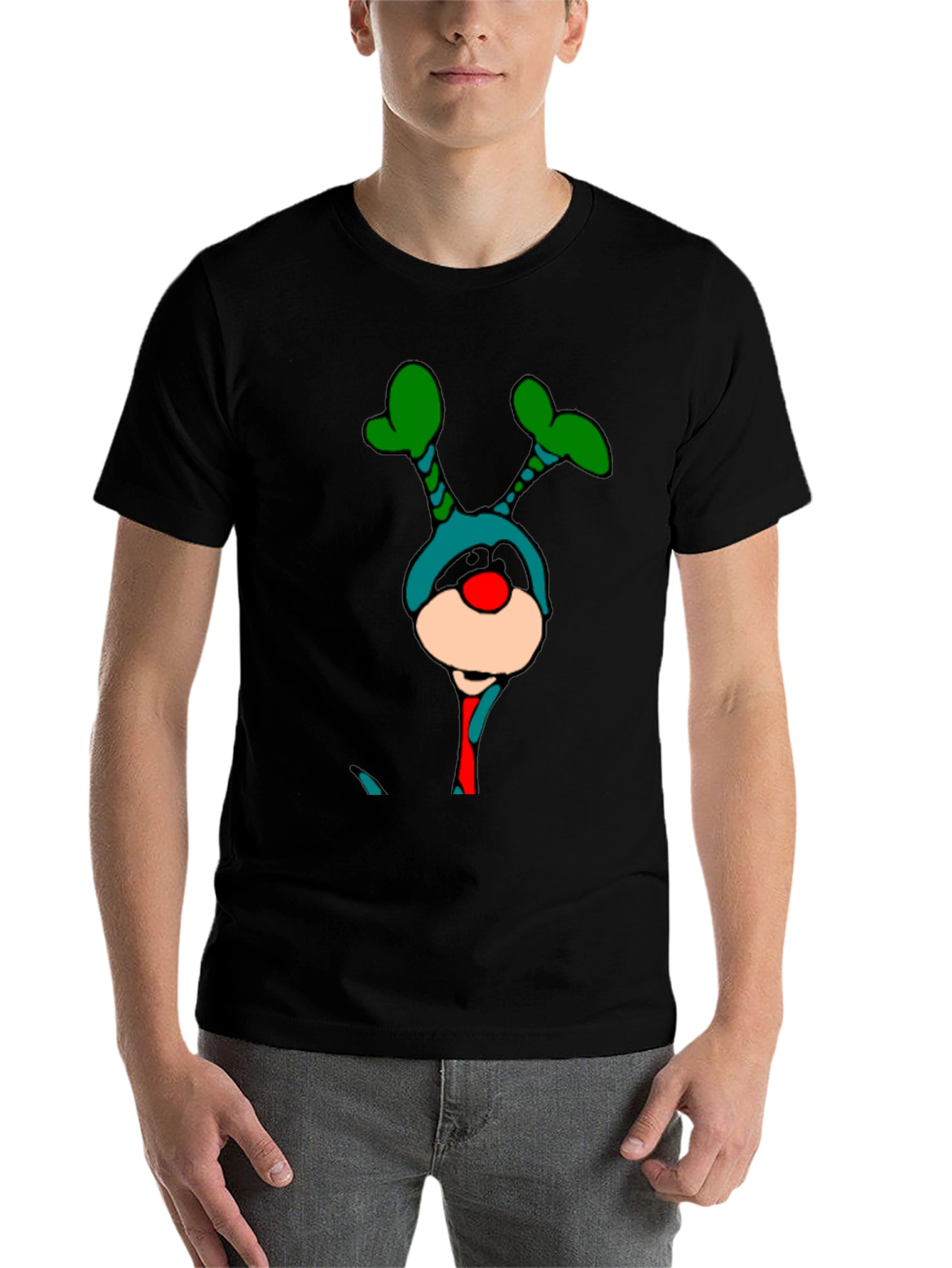 Black Novelty Holiday Cartoon Character Black T-Shirt view 7