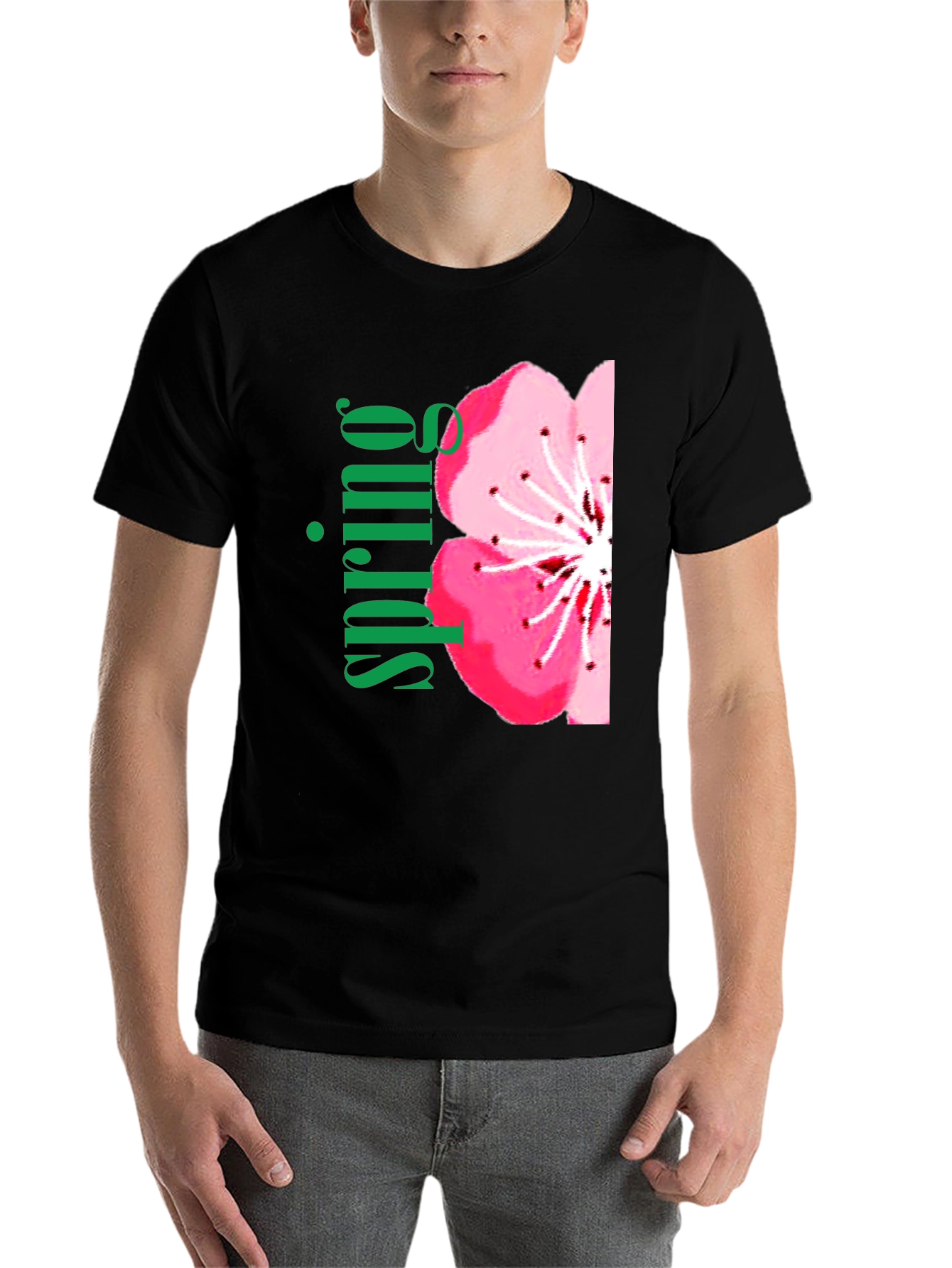 Black Spring Blossom Black T-Shirt view 7