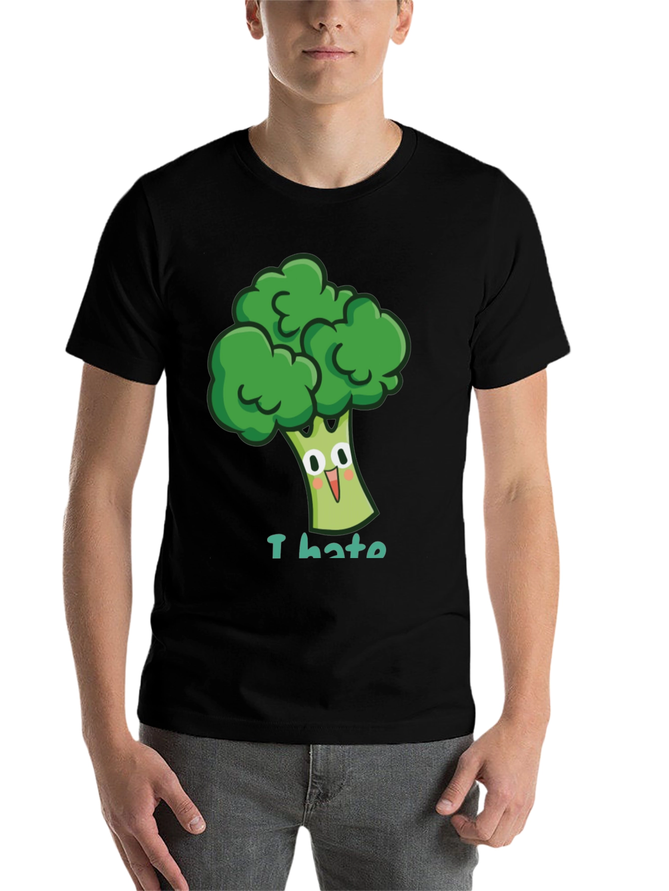 Black I Hate Broccoli T-Shirt - Funny Cartoon Vegetable Tee view 7