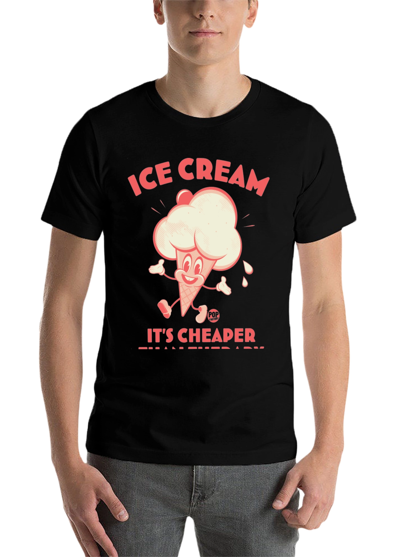 Black Ice Cream Cheaper Than Therapy Graphic Tee view 7