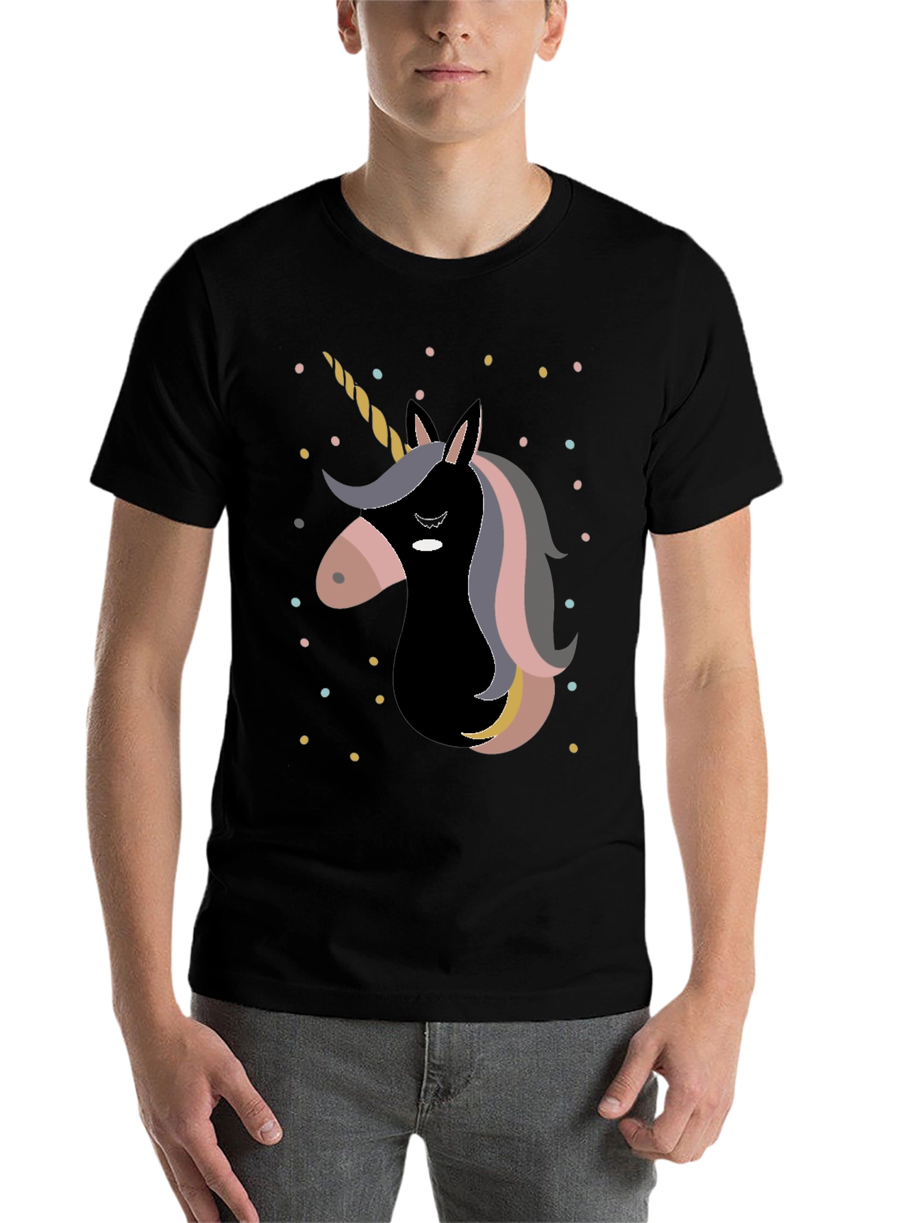 Black Unicorn Graphic Print Black T-Shirt view 7