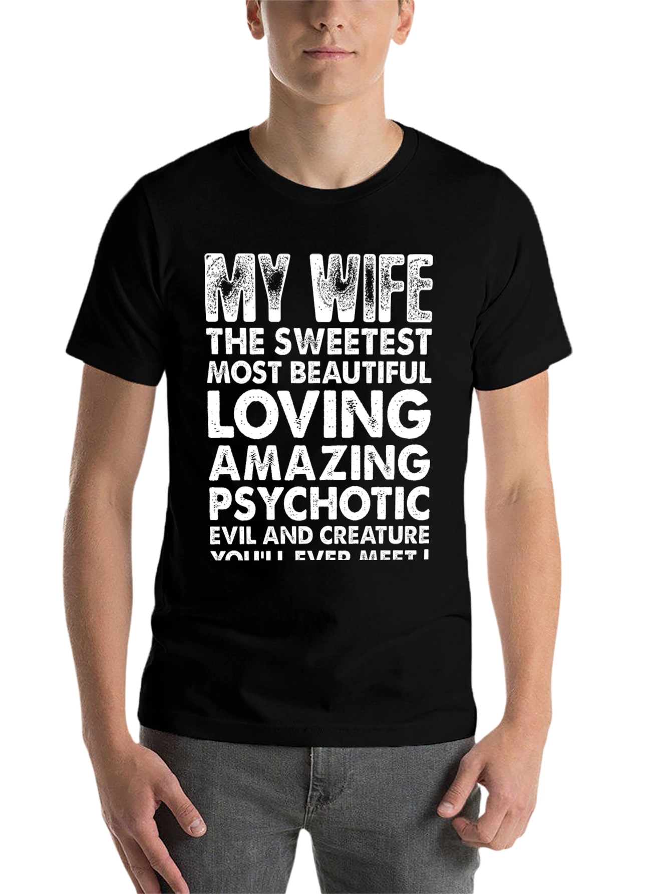Black My Wife Funny Graphic T-Shirt view 7
